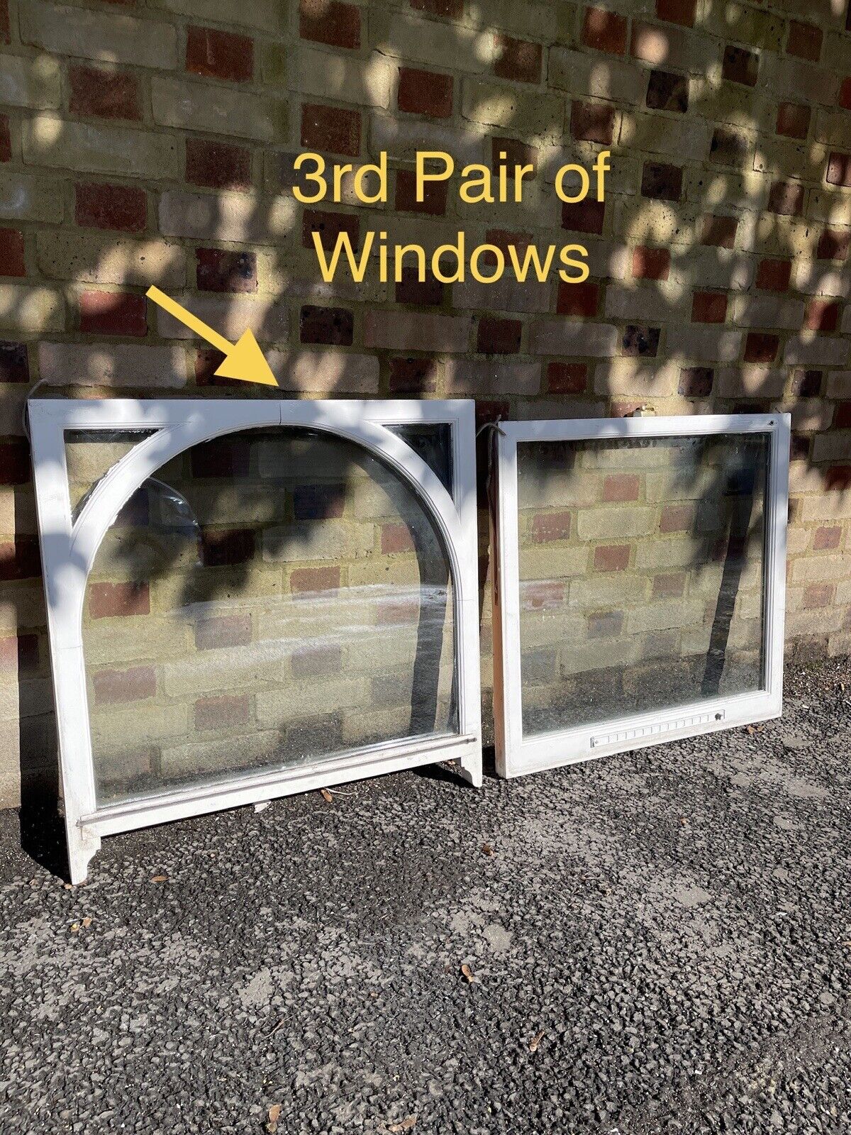 Three Pairs Of Reclaimed Victorian Double Glazed Arch Wooden Sash Windows