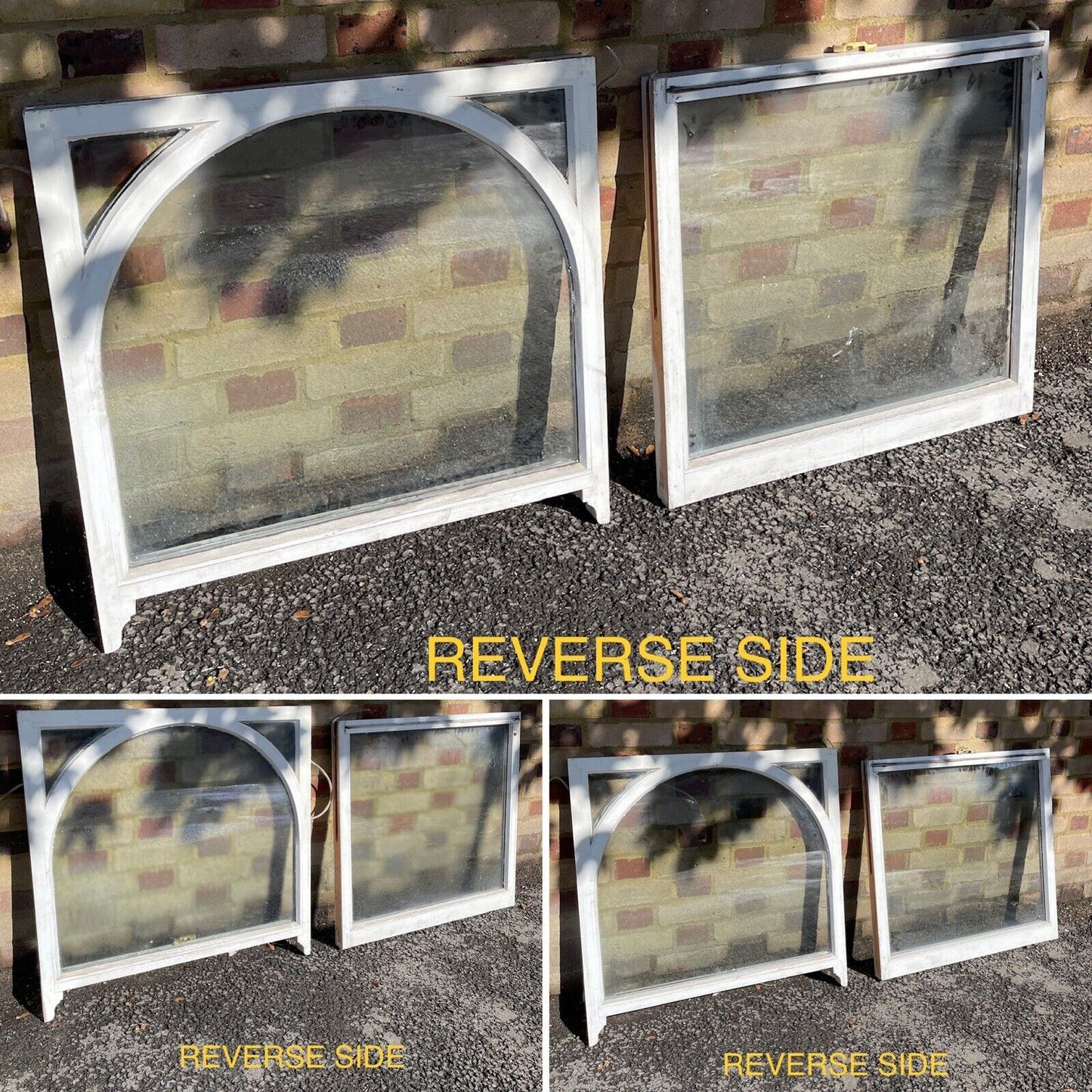 Three Pairs Of Reclaimed Victorian Double Glazed Arch Wooden Sash Windows