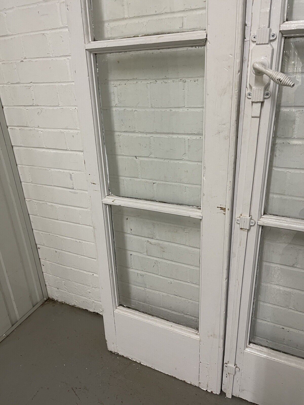 Reclaimed Old French Single Panel Glass Wooden Double Doors 2030 x 920mm