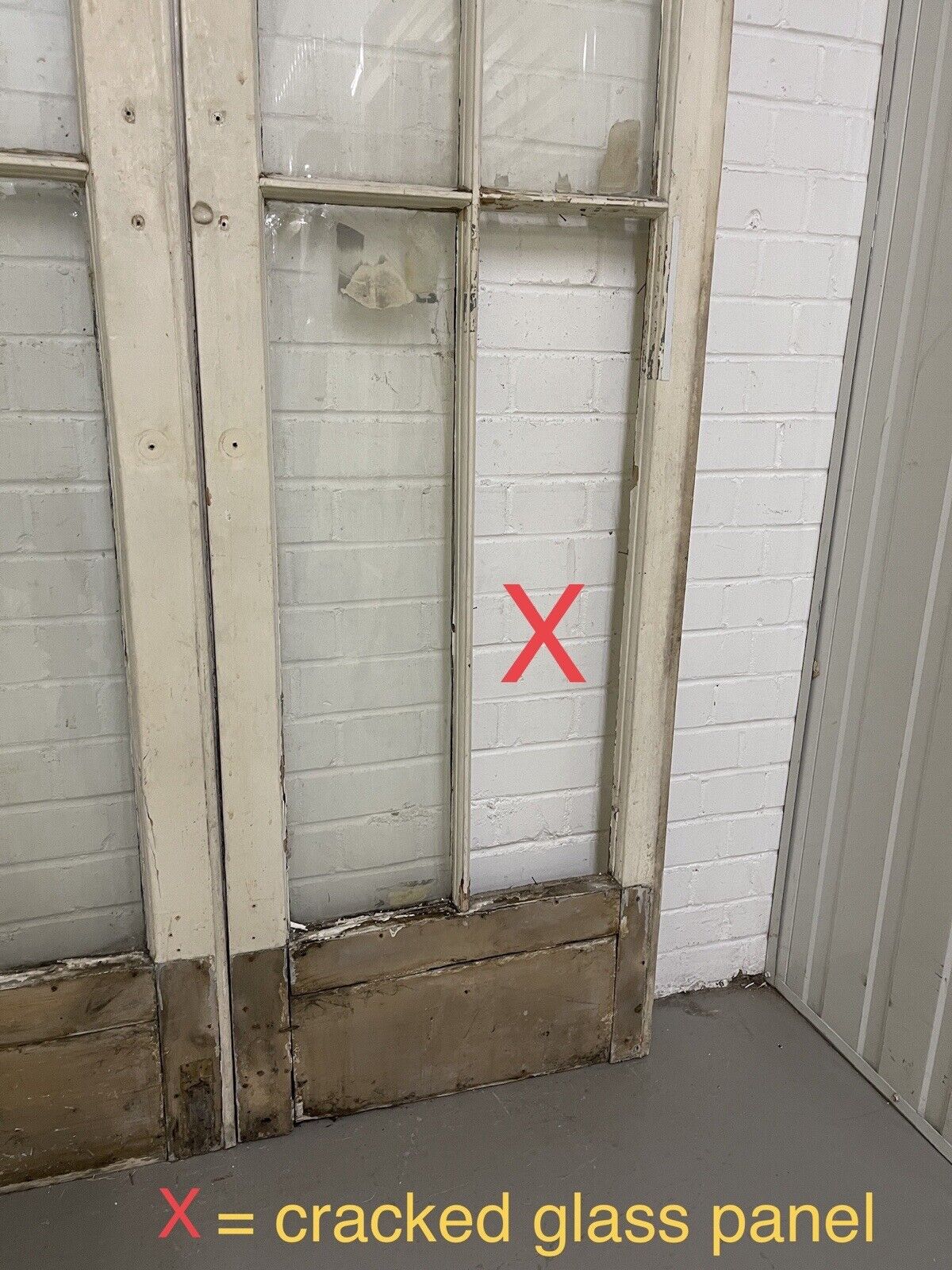 Reclaimed Georgian French Single Panel Glass Wooden Double Doors 2130 x 1210mm