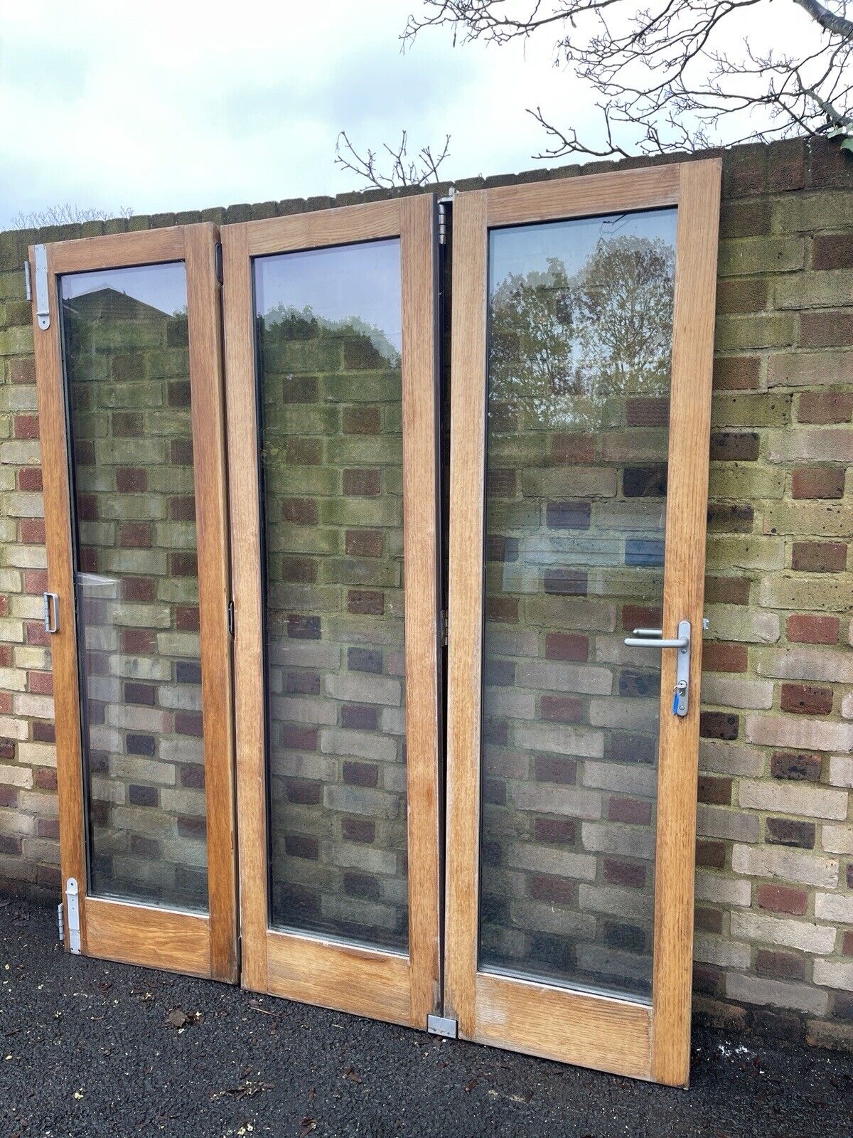 Solid Oak Double Glazed Bifold Sliding External Doors NO FRAME 1970 x 1720mm