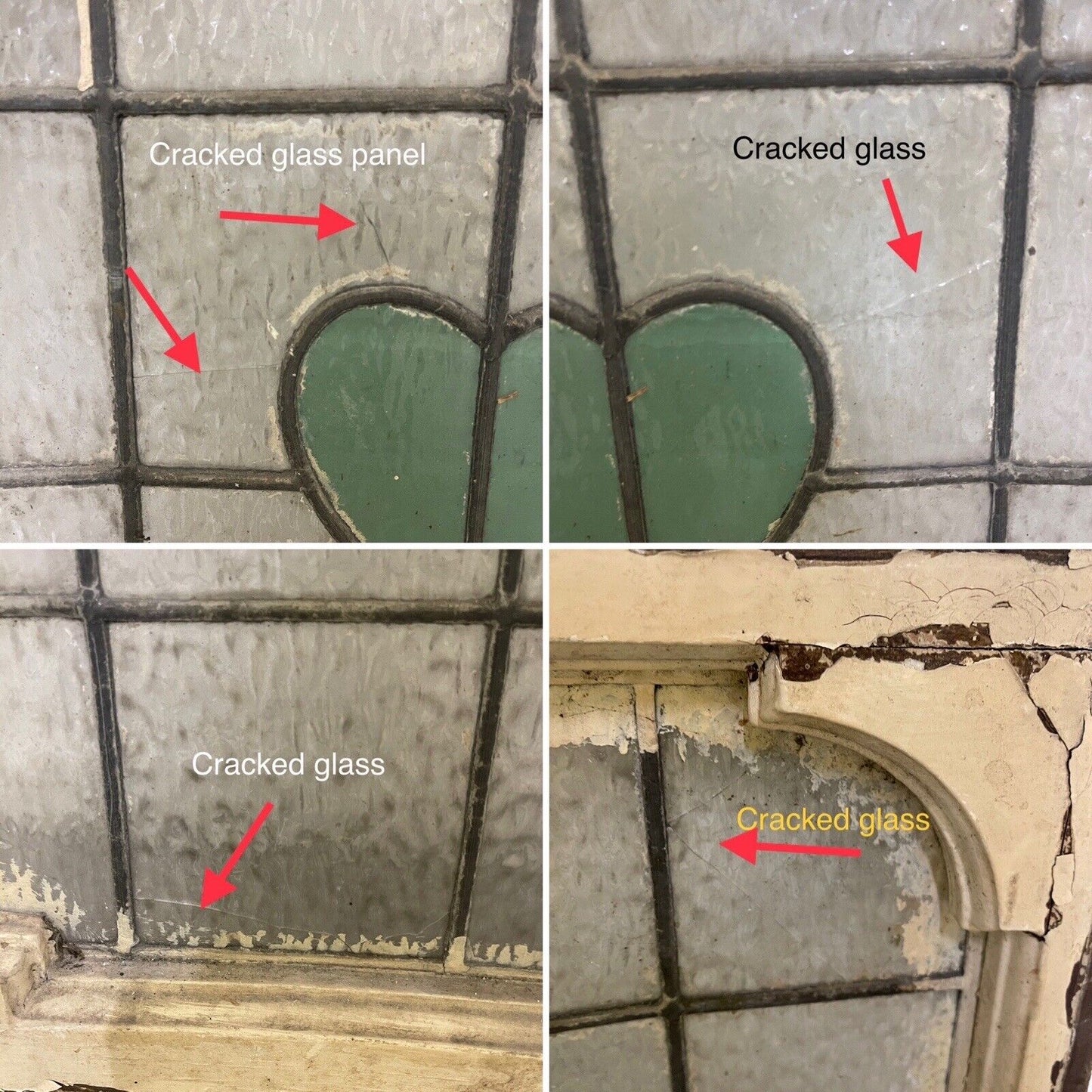 Job Lot Of Three Reclaimed Old Curved Georgian Heart Shaped Panel Wooden Windows