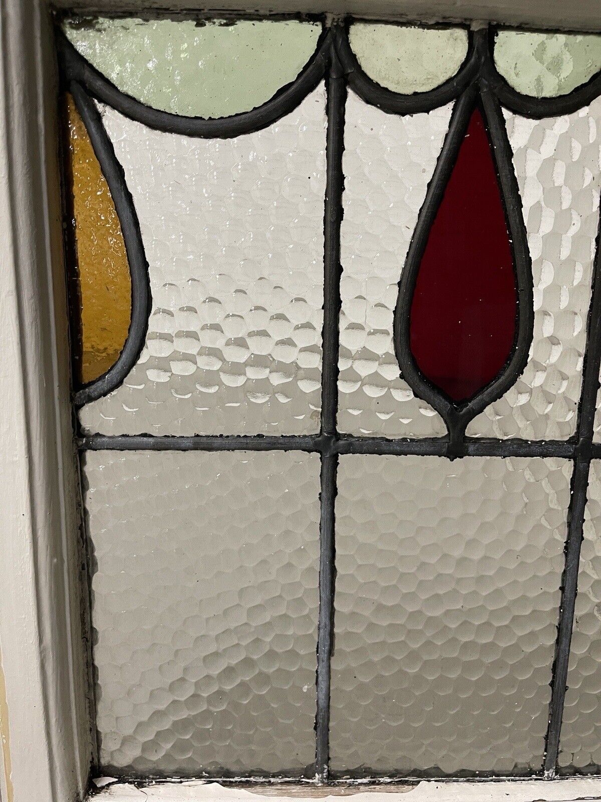 Reclaimed Leaded Light Stained Glass Window Panel 430 x 455mm