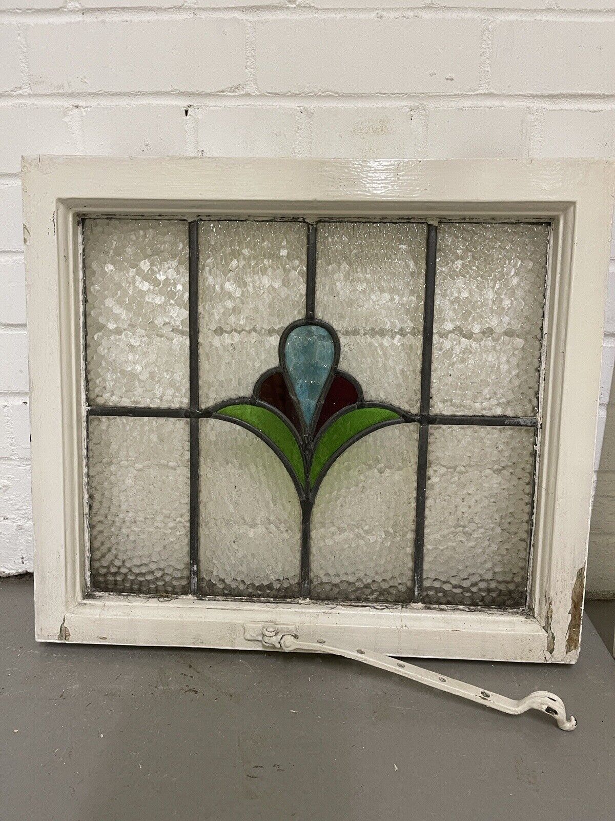 Reclaimed Leaded Light Stained Glass Art Nouveau Wooden Window Panel