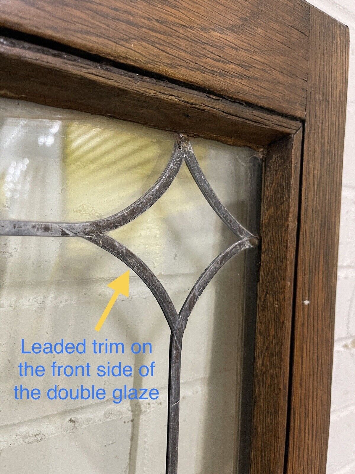 Job Lot Of Four Double Glazed Leaded Trim Oak Wooden Windows 1265 x 500mm