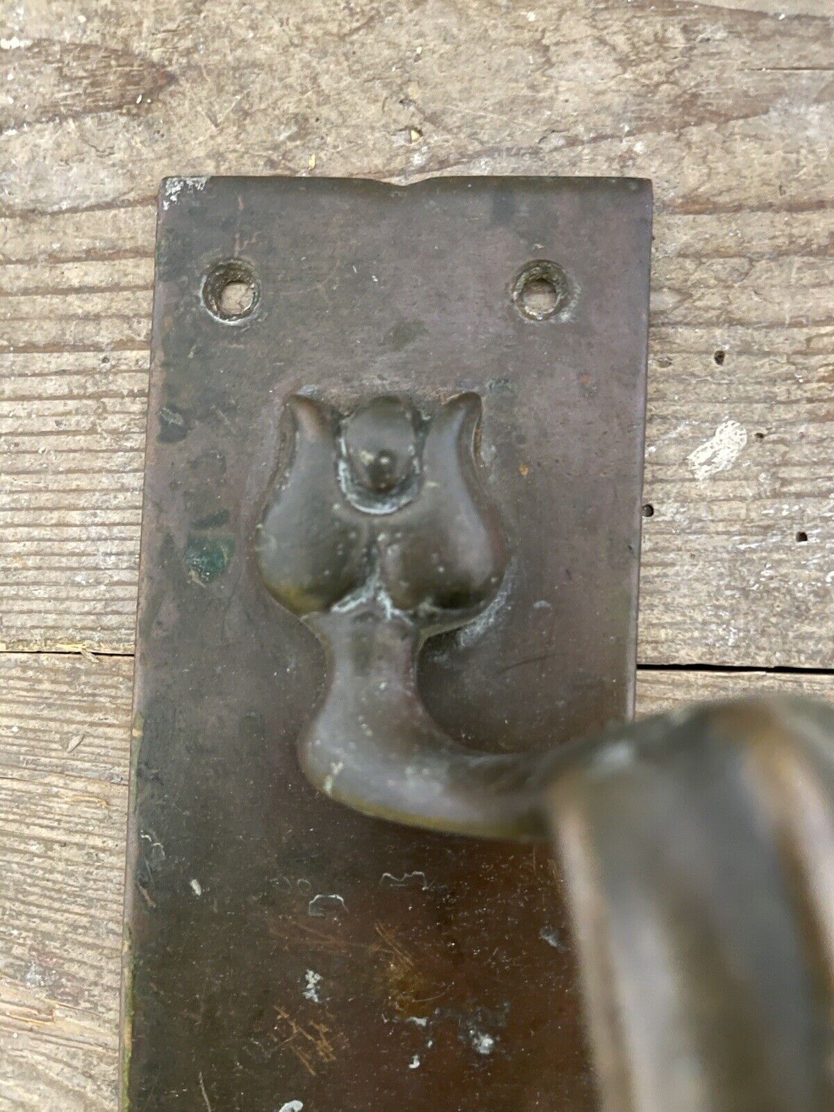 Reclaimed Old Art Nouveau Phosphor Bronze Door Pull Handle 355mm or 14 inches