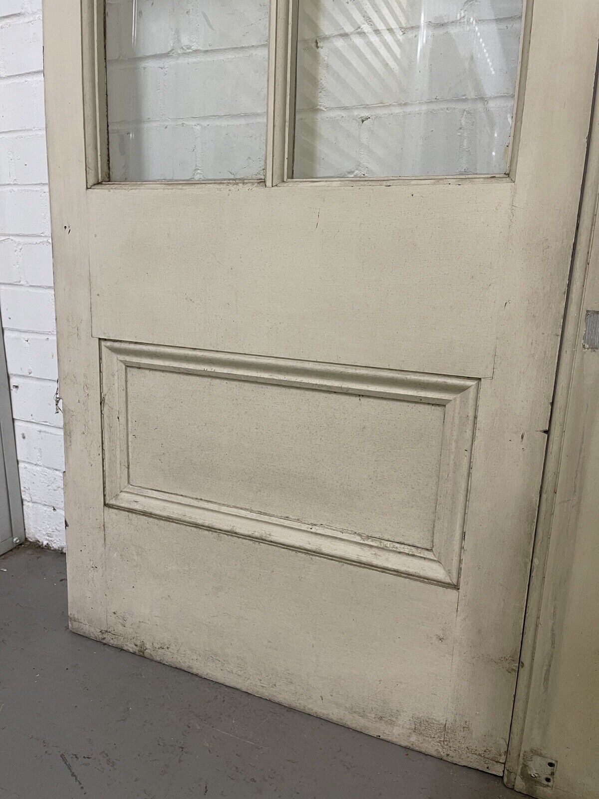 Reclaimed Edwardian French Single Panel Glass Wooden Double Doors 2070 x 1210mm
