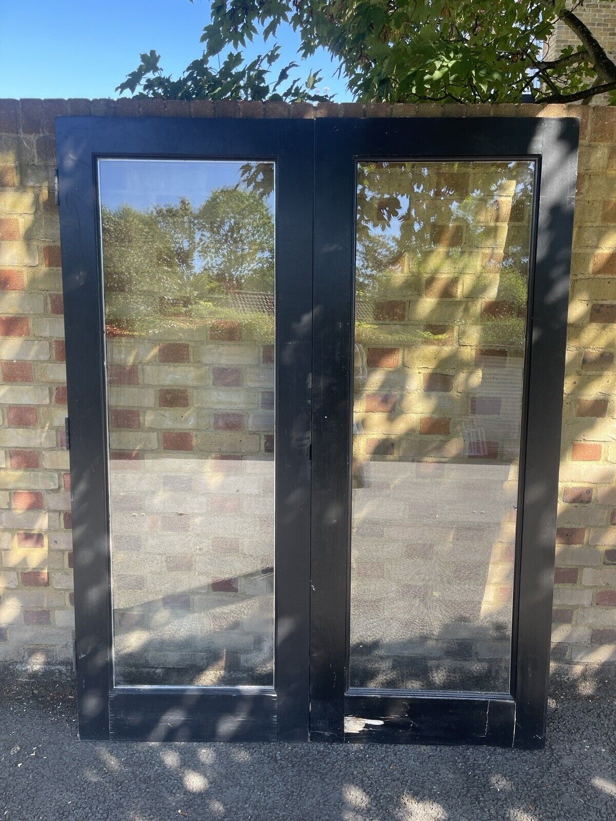 Reclaimed Old French Double Glazed Glass Wooden Double Doors 1540mm x 1975mm