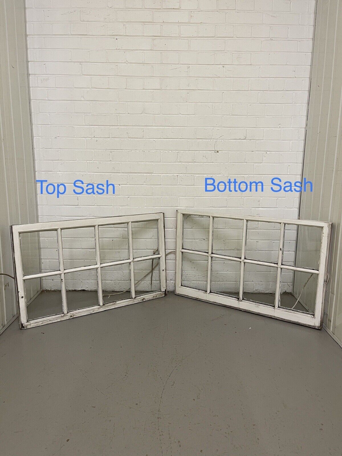 Pair Of Reclaimed Georgian 8 Panel Wooden Panel Sash Window 963x585 965x605