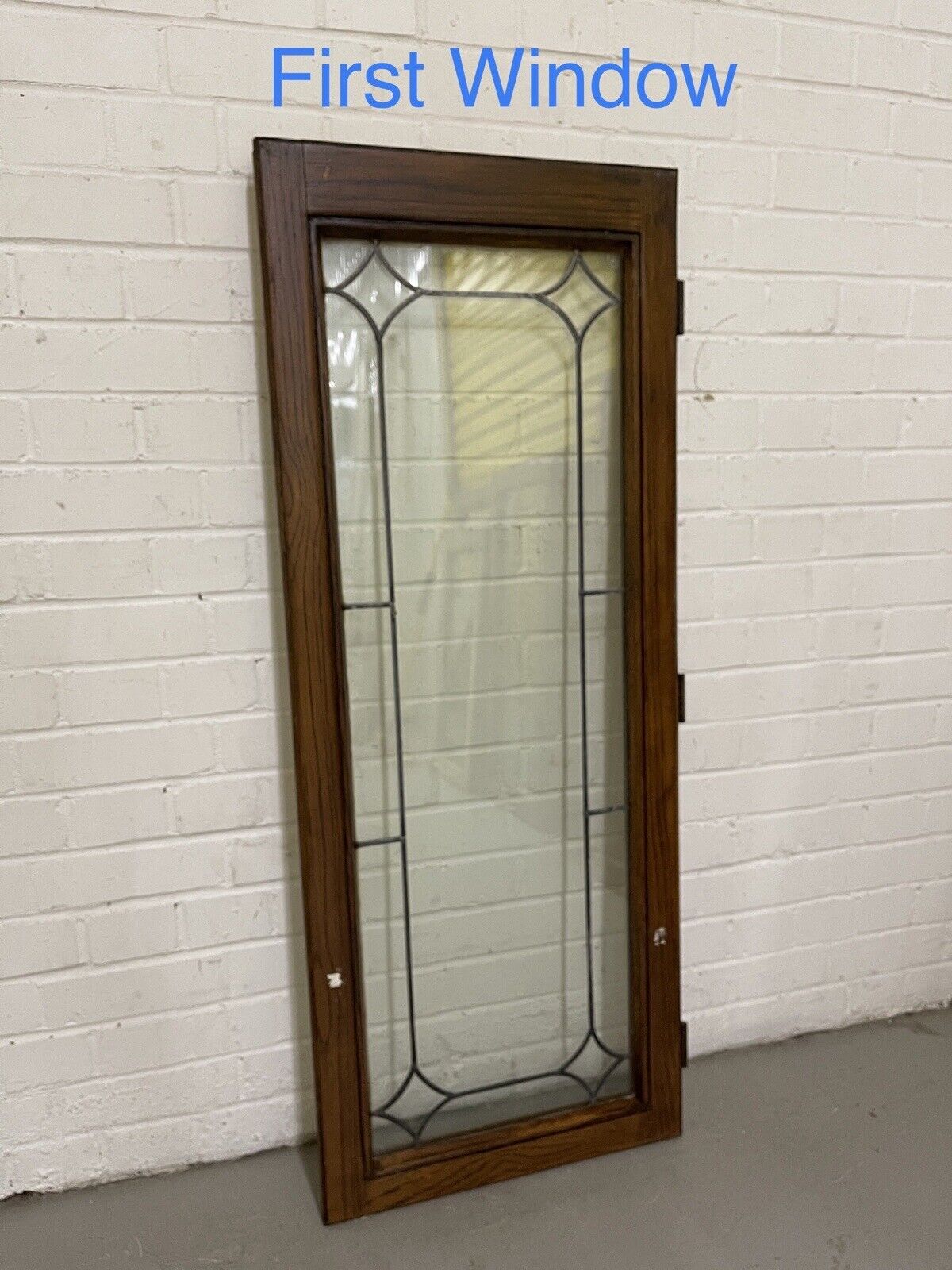 Job Lot Of Four Double Glazed Leaded Trim Oak Wooden Windows 1265 x 500mm