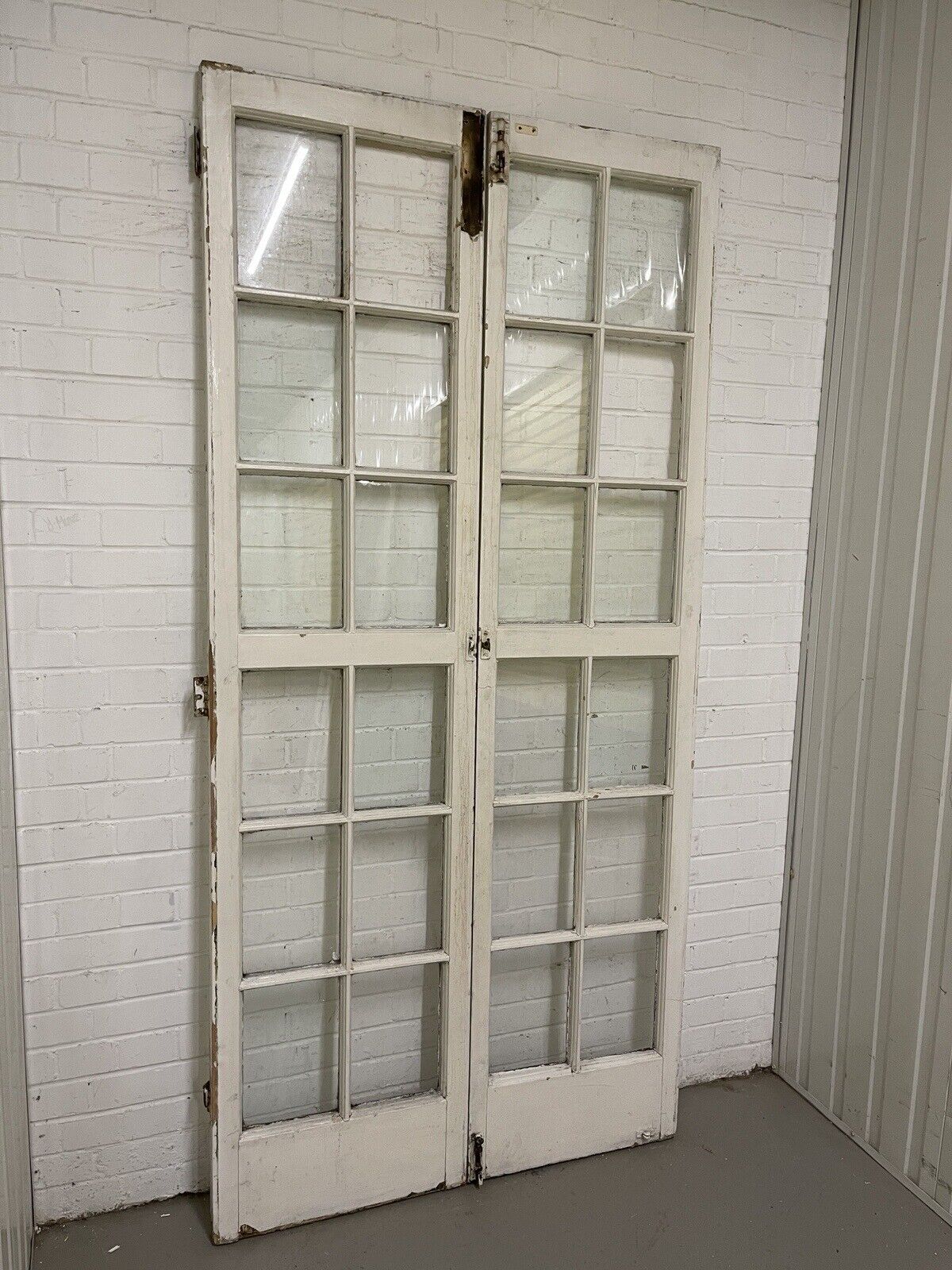 Reclaimed French Georgian Wooden Double Doors With Side Windows 2235 x 11070mm