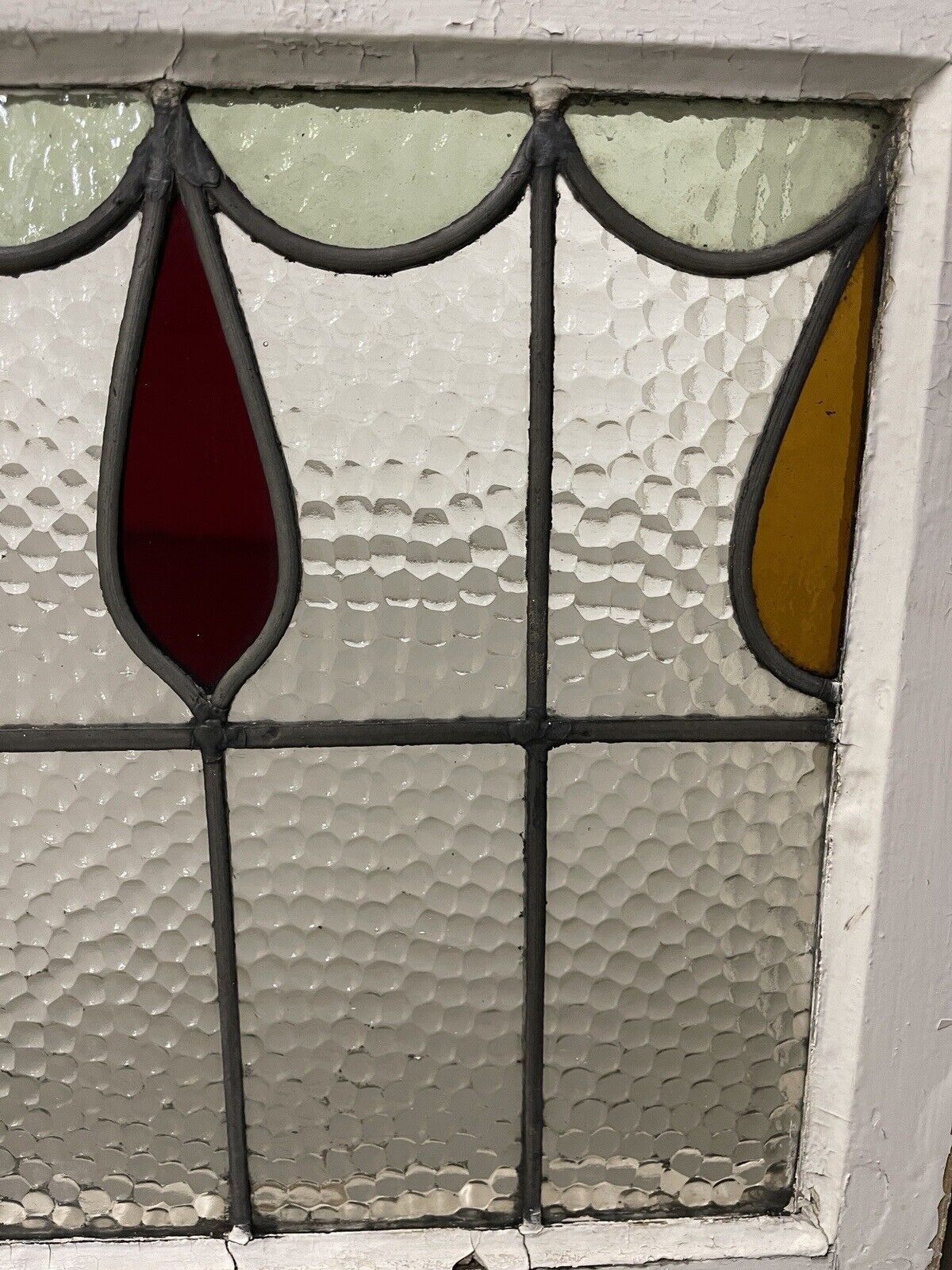 Reclaimed Leaded Light Stained Glass Window Panel 470 x 455mm