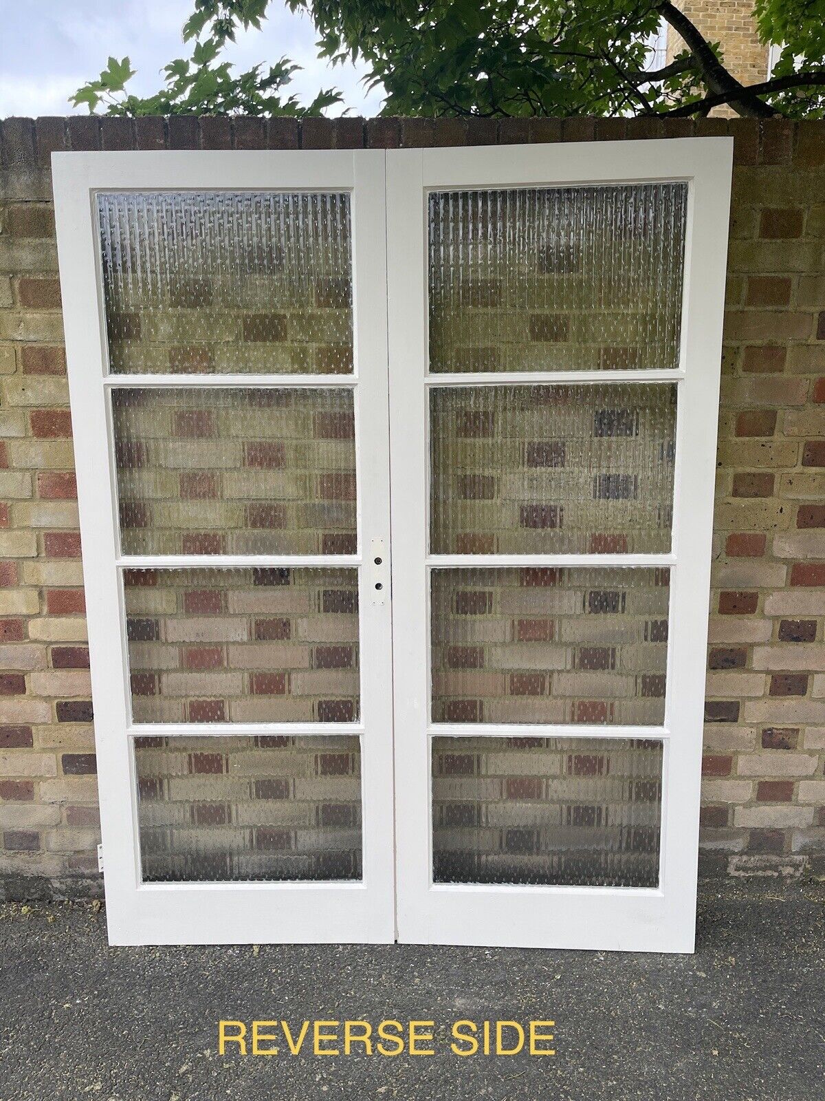 Reclaimed Reeded Glass Internal Or External French Doors 1954 x 1515mm