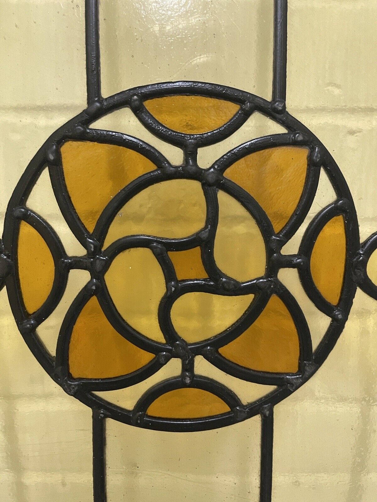 Reclaimed Leaded Light Stained Glass Art Nouveau Wooden Window Panel