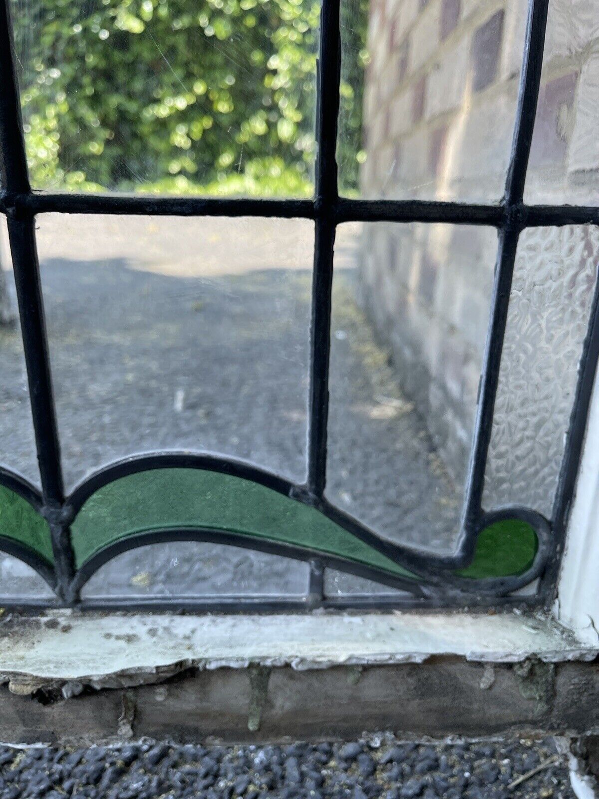 Reclaimed Leaded Light Stained Glass Art Nouveau Window Panel 835 x 530mm