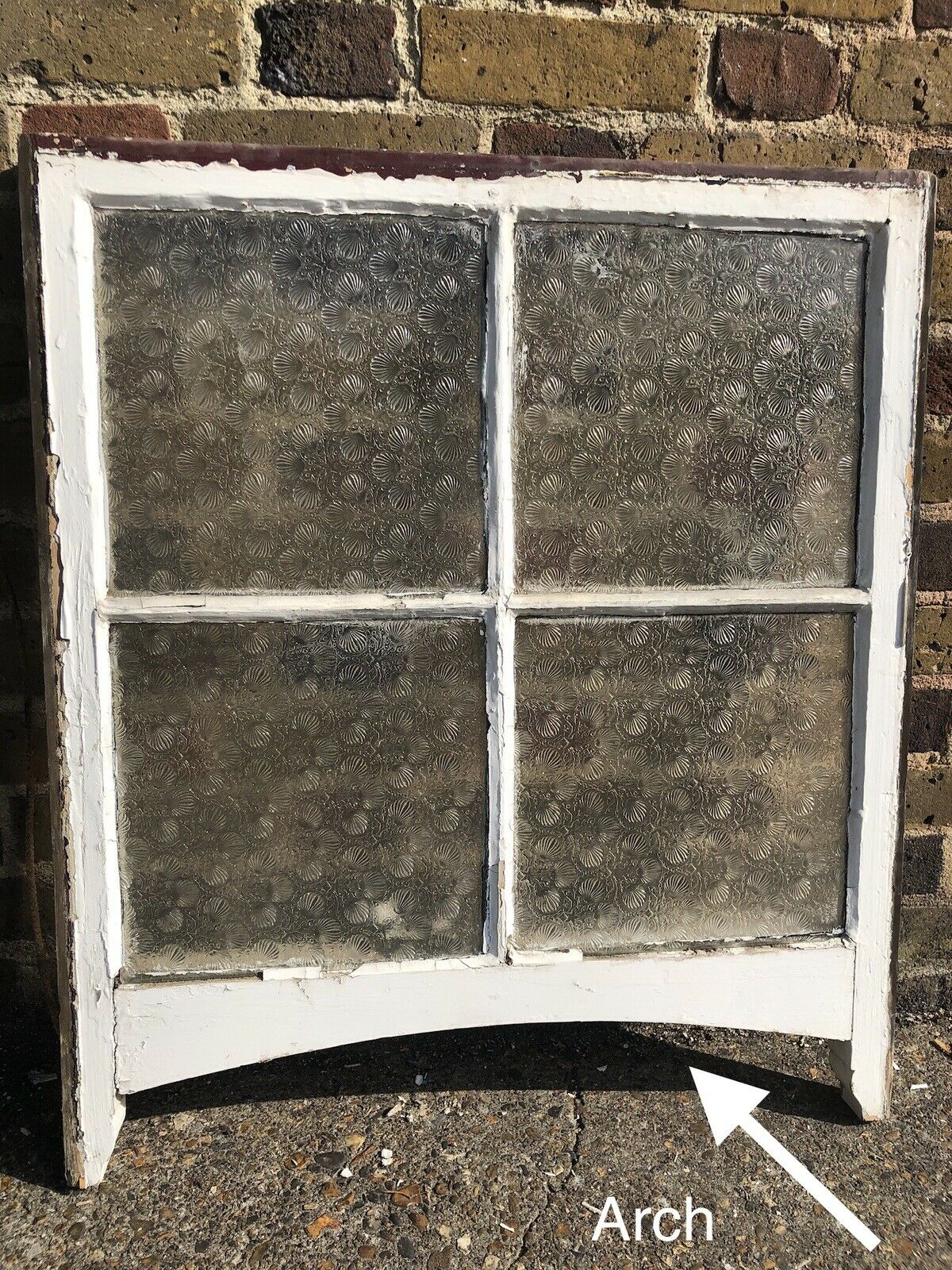 Reclaimed Old Georgian 4 Panel Wooden Sash Window WITH Beautiful Etched Glass