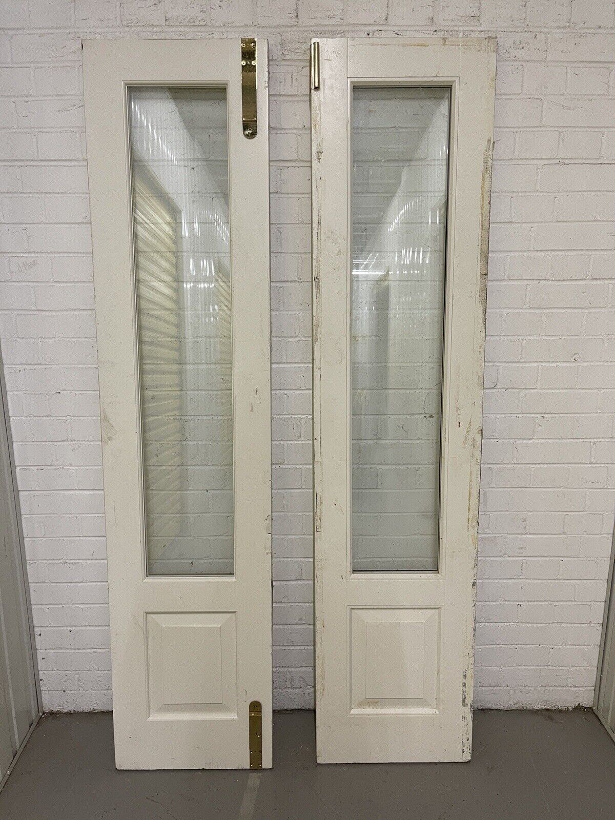 Large Pair Reclaimed Bespoke Wooden Side Light Windows Or Doors 1967 x 455mm