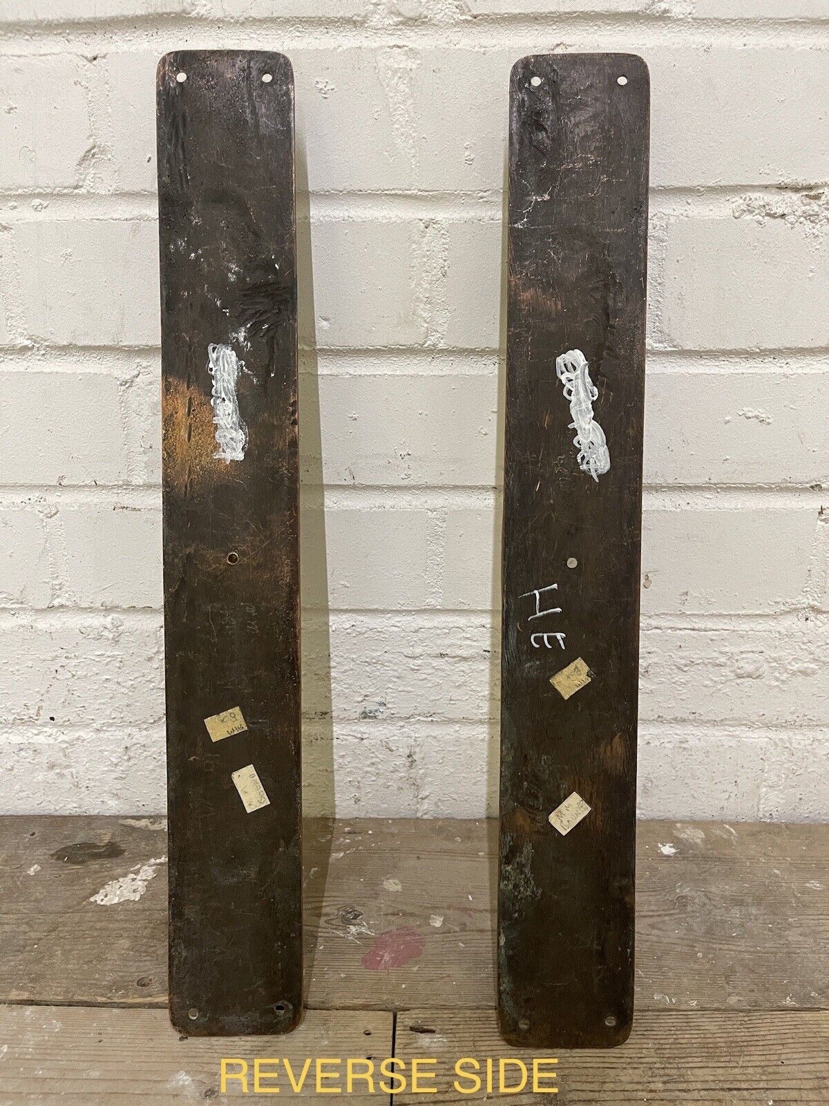 Pair Of Large Reclaimed Antique Brass Door Handles 18 inches or 460mm