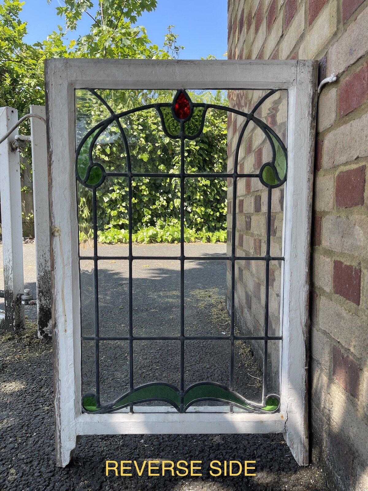 Reclaimed Leaded Light Stained Glass Art Nouveau Window Panel 835 x 530mm
