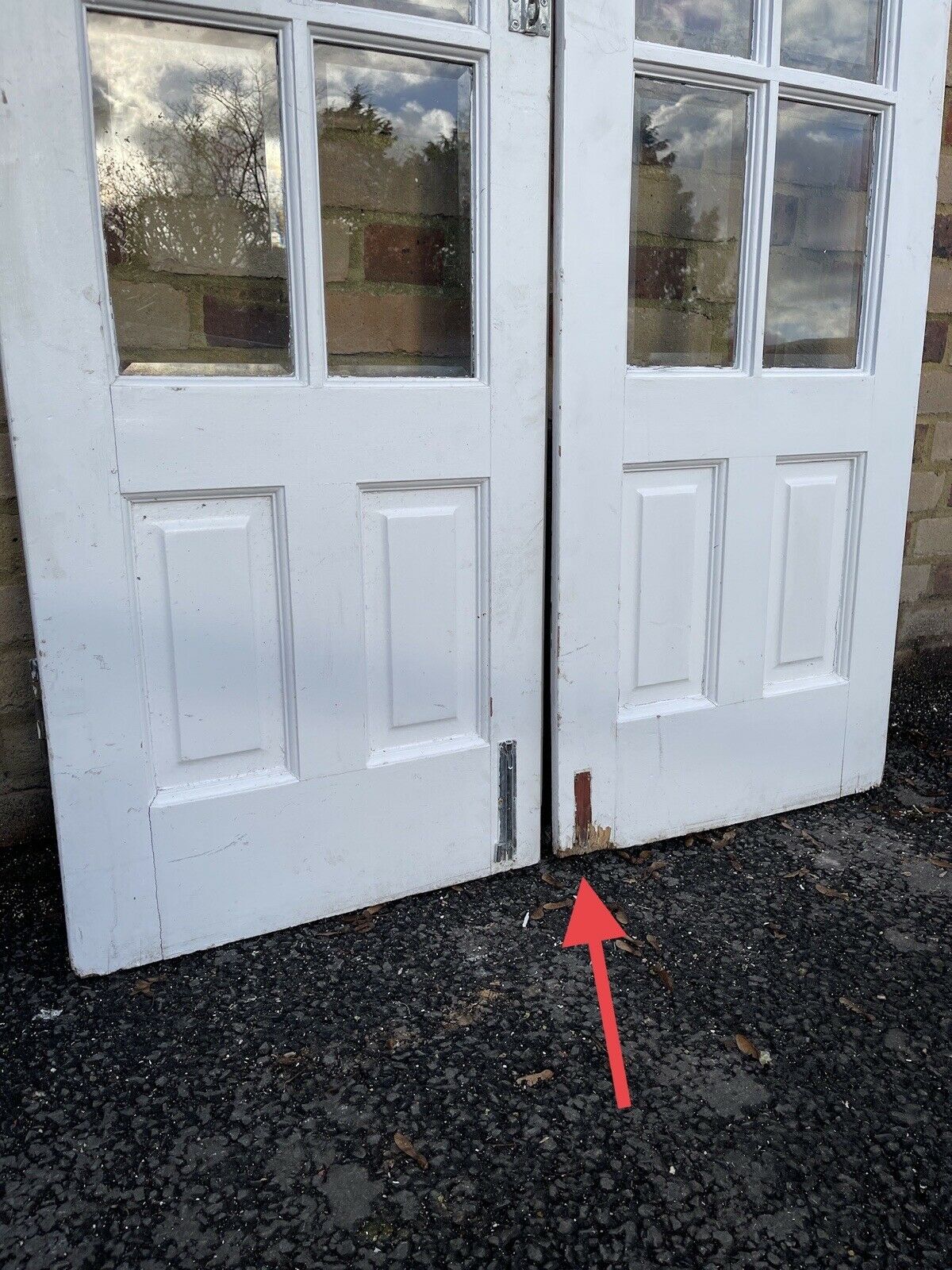 Reclaimed French Single Panel BEVELLED Glass Wooden Double Doors 1980 x 1100mm
