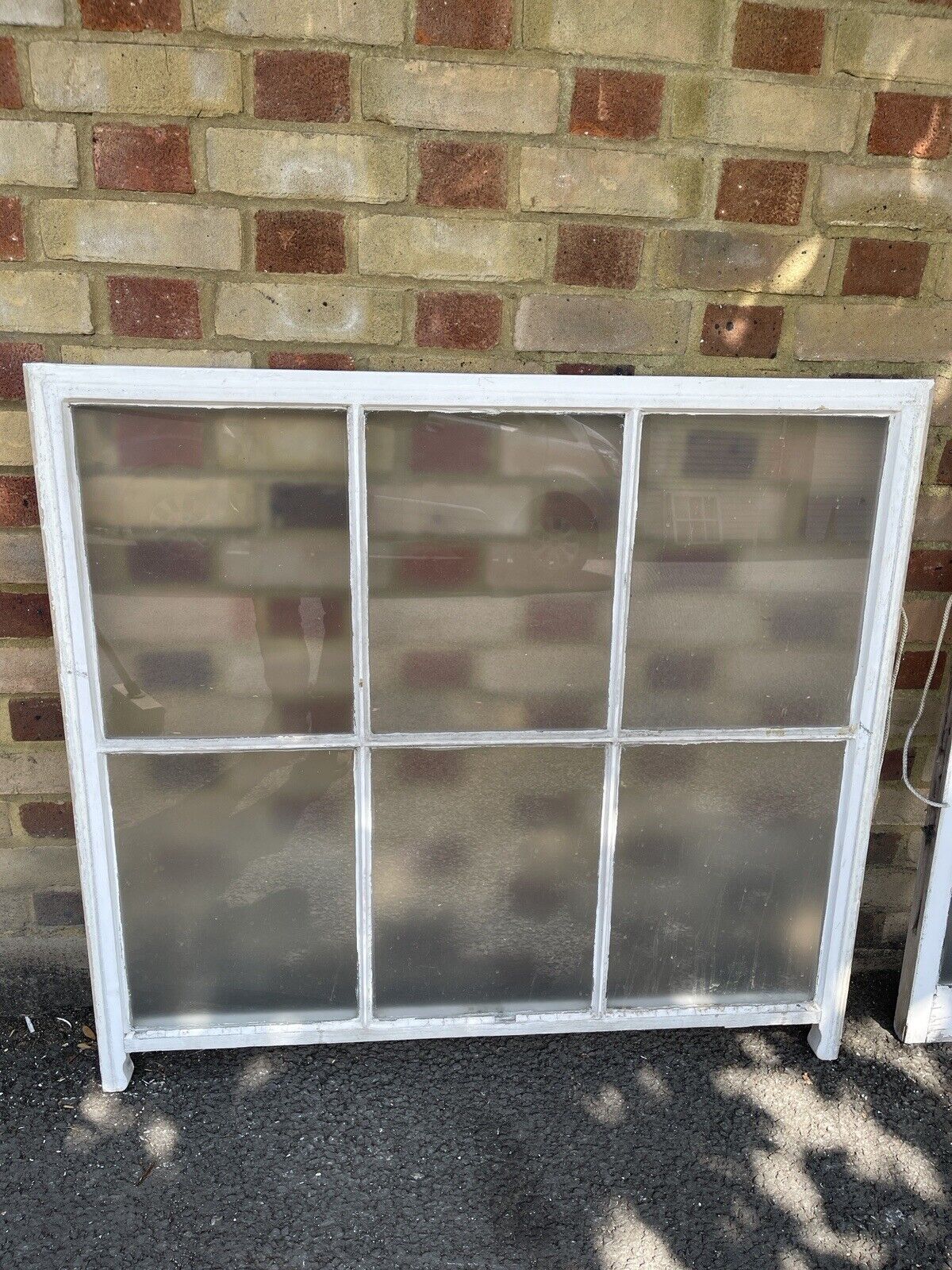 Pair of Reclaimed Old Georgian 6 Panel Wooden Top and Bottom Window 1080 x 990mm