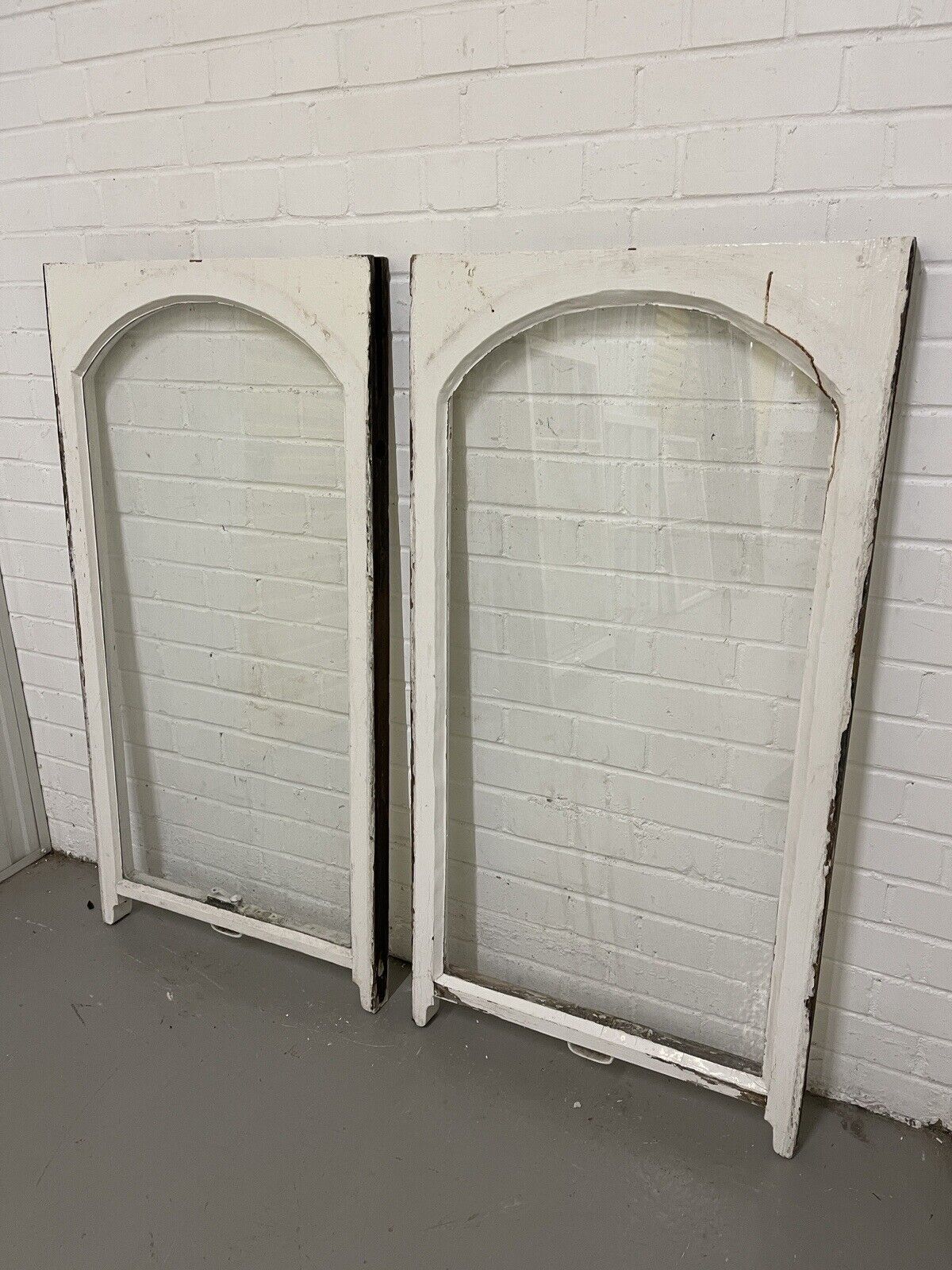 Pair Of Reclaimed Old Edwardian Arch Sash Wooden Window 1180 x 605mm