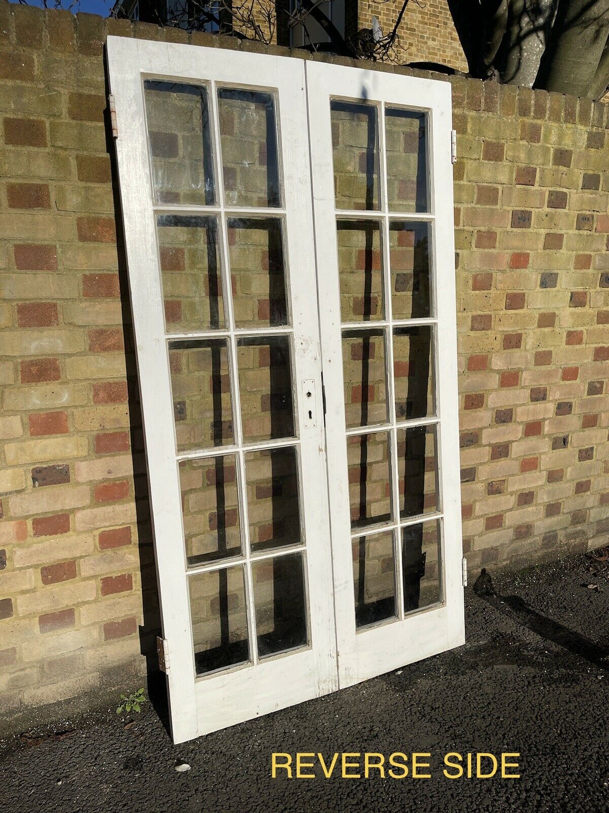 Reclaimed French Single Panel Glass Wooden Double Doors 1980 x 1105mm