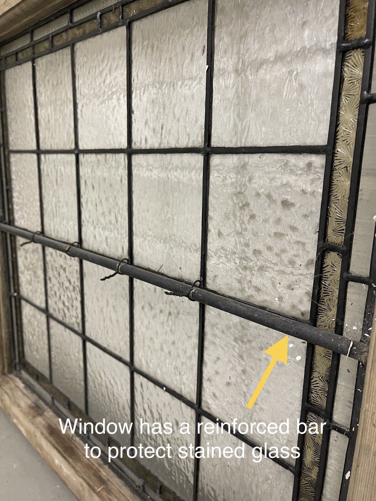 Pair Of Reclaimed Leaded Light Stained Glass Wooden Window Panels