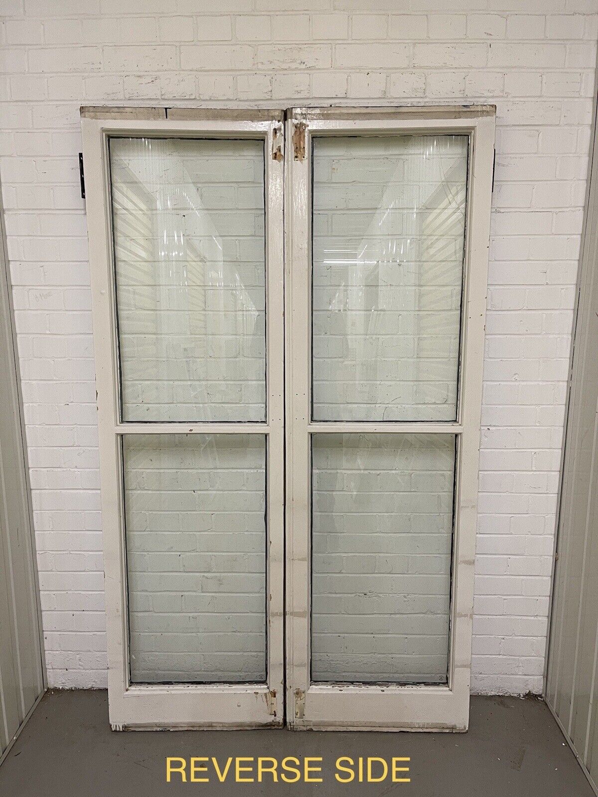 Reclaimed French Single Panel Glass Wooden Windows Double Doors 1965 x 1184mm