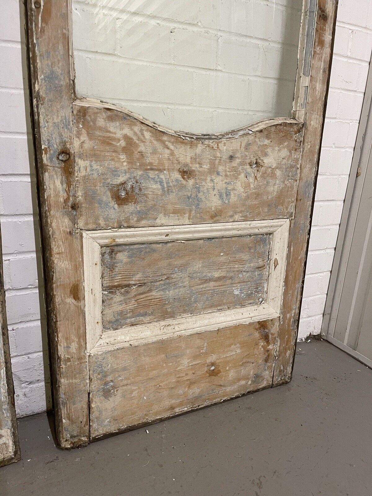 Reclaimed Georgian French Single Panel Glass Wooden Double Doors 2040 x 1245mm