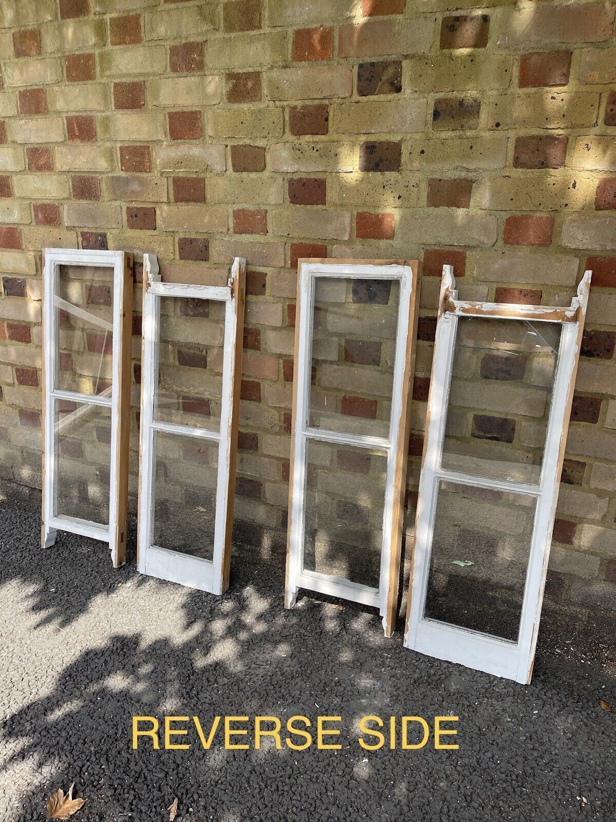 Two Pairs Of Reclaimed Old Victorian Panel Wooden Sash Windows Top and Bottom