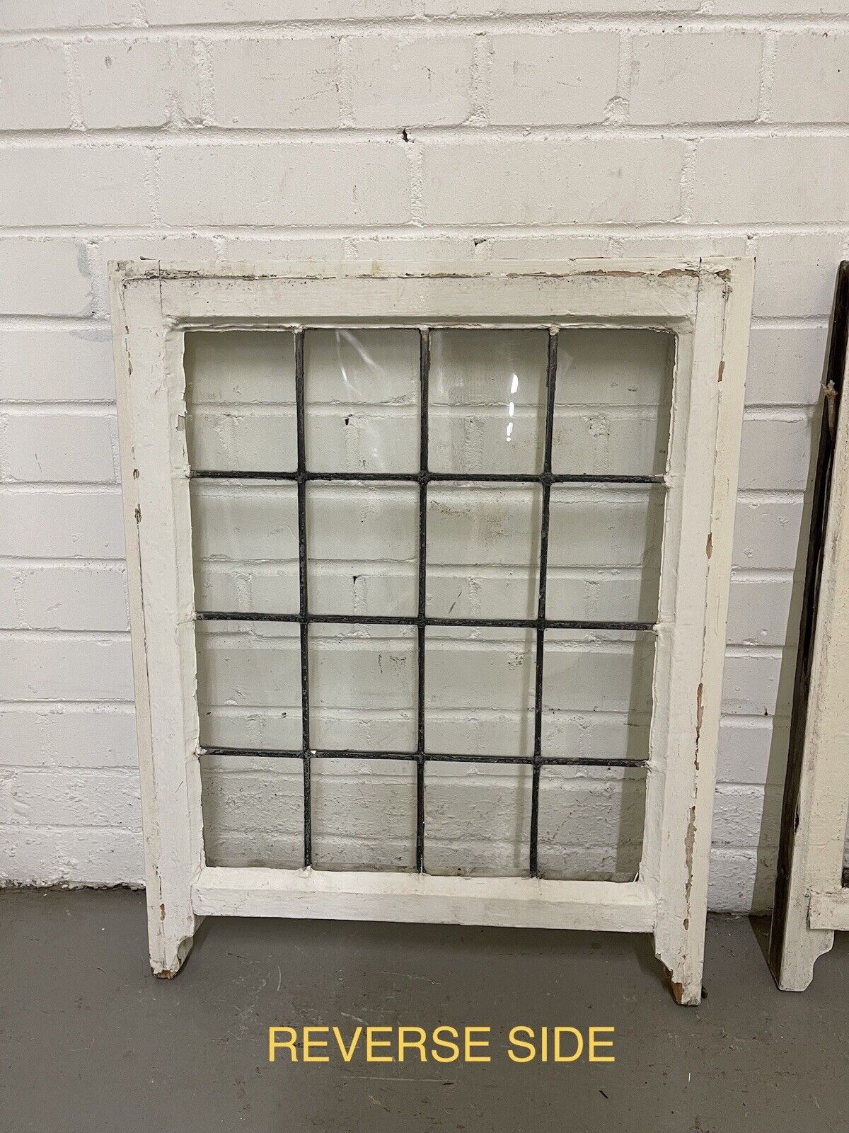 Pair Of Reclaimed Leaded Light Panel Wooden Window 530 x 675mm 530 x 675mm