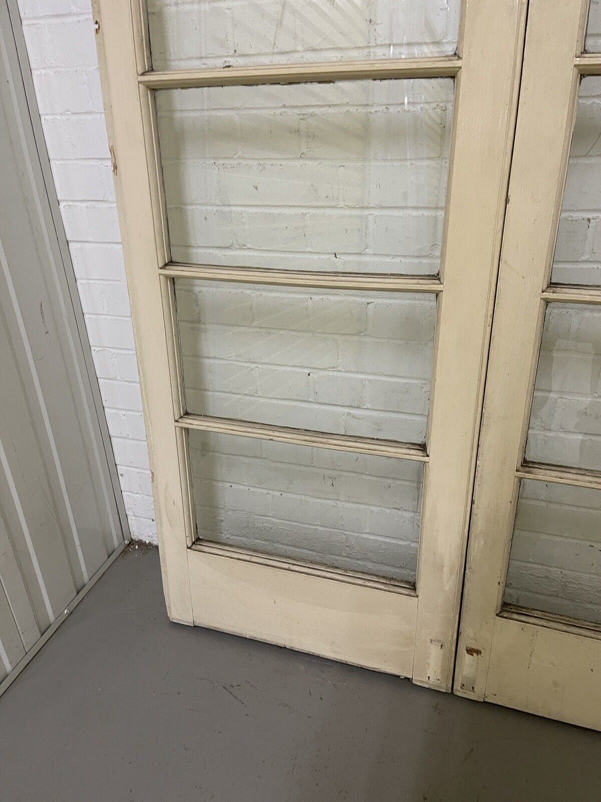 Reclaimed Old French Single Panel Glass Wooden Double Doors 1210 x 1970mm