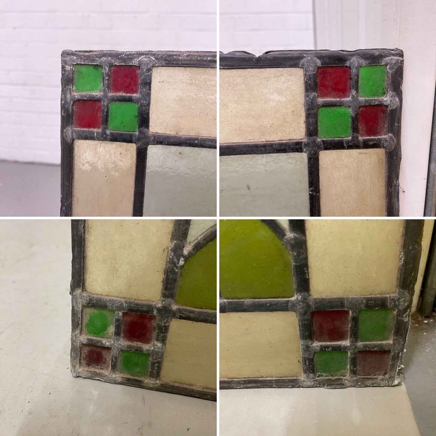 Reclaimed Leaded Light Stained Glass Art Nouveau Window Panel 680 x 660mm