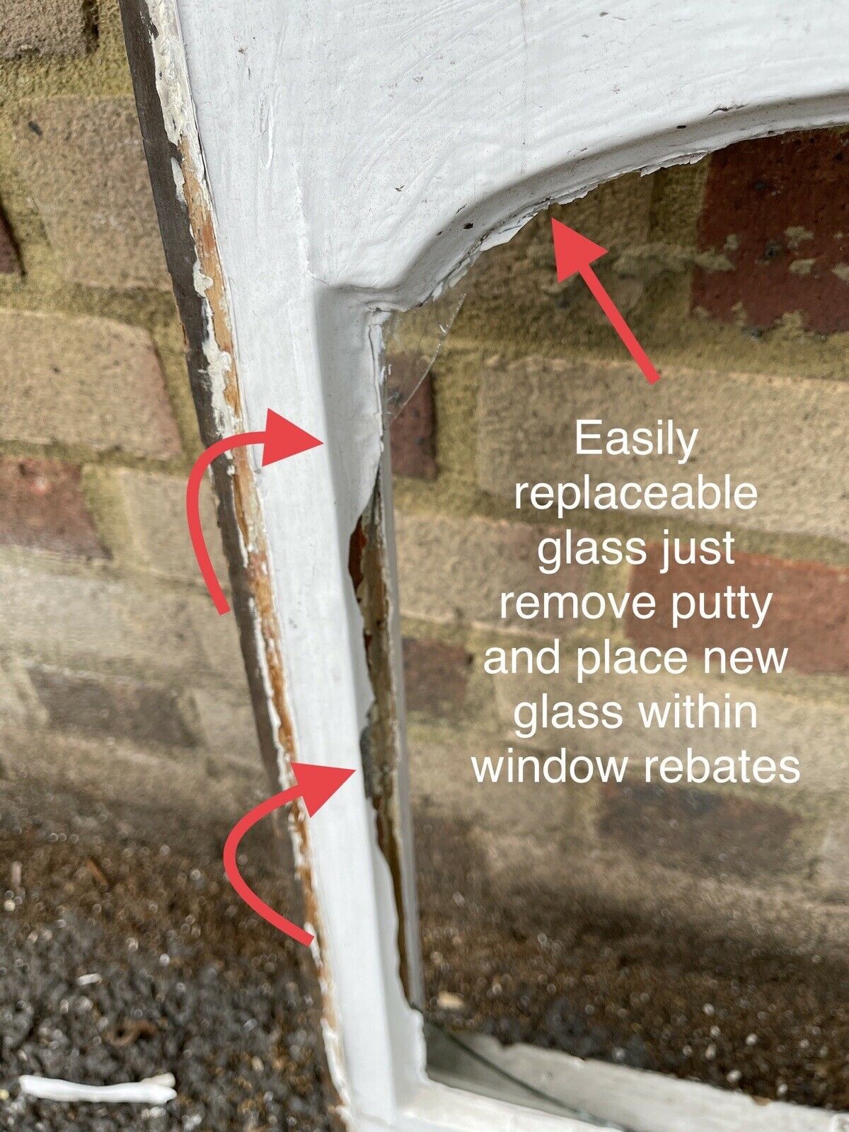 Reclaimed Old Edwardian Arch Sash Wooden Window 910 x 530mm