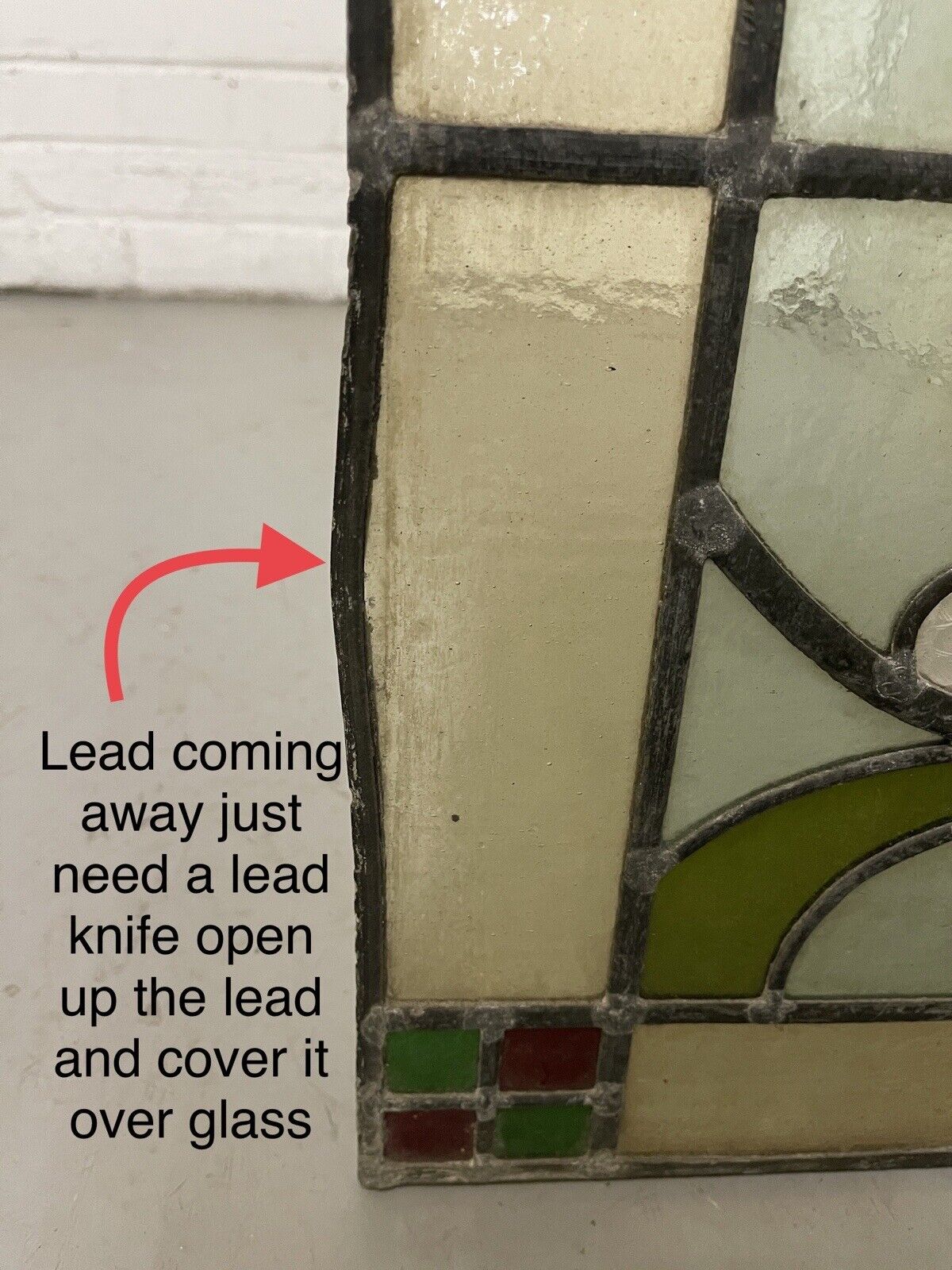 Reclaimed Leaded Light Stained Glass Art Nouveau Window Panel 680 x 620mm