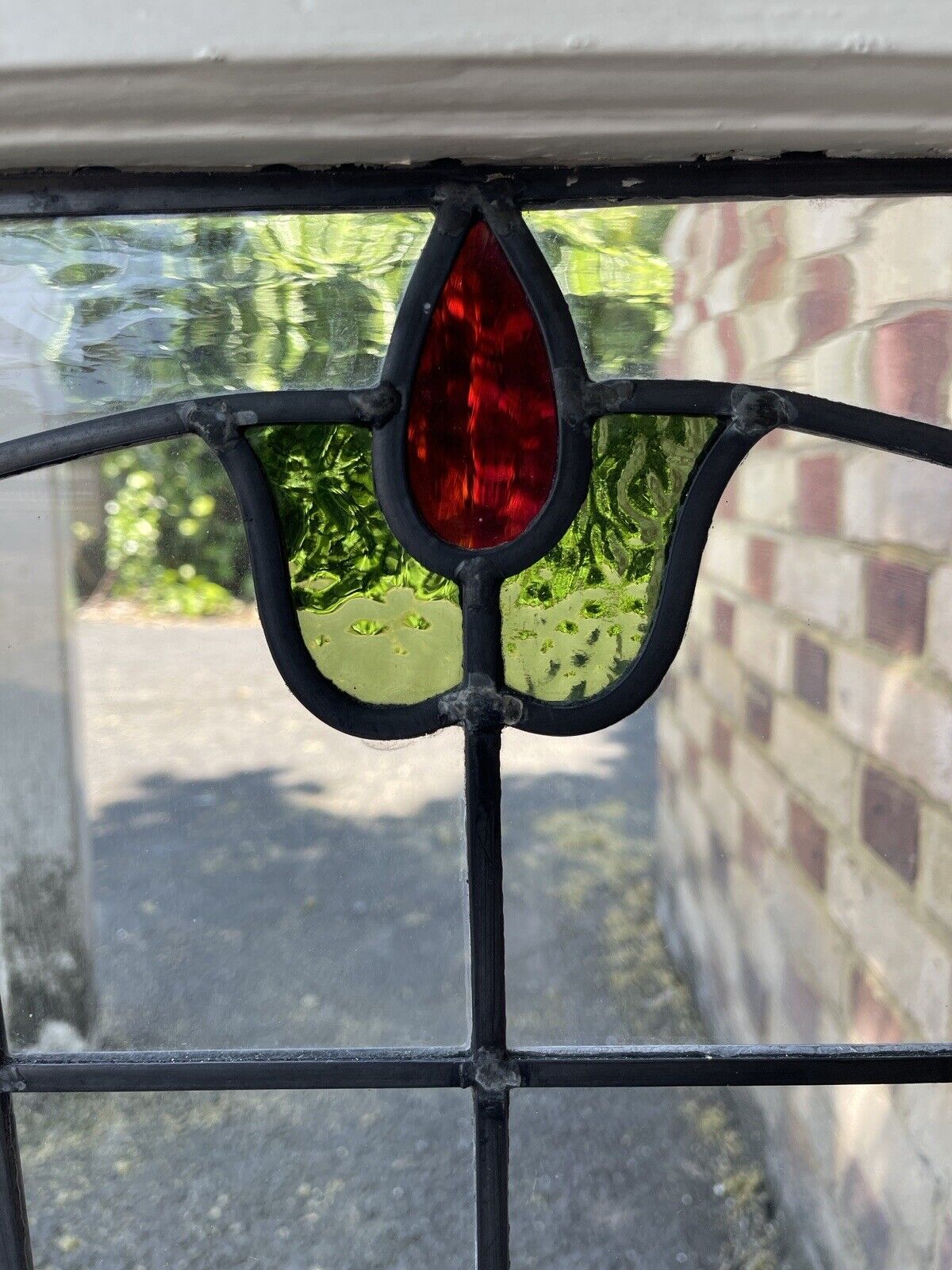Reclaimed Leaded Light Stained Glass Art Nouveau Window Panel 835 x 530mm