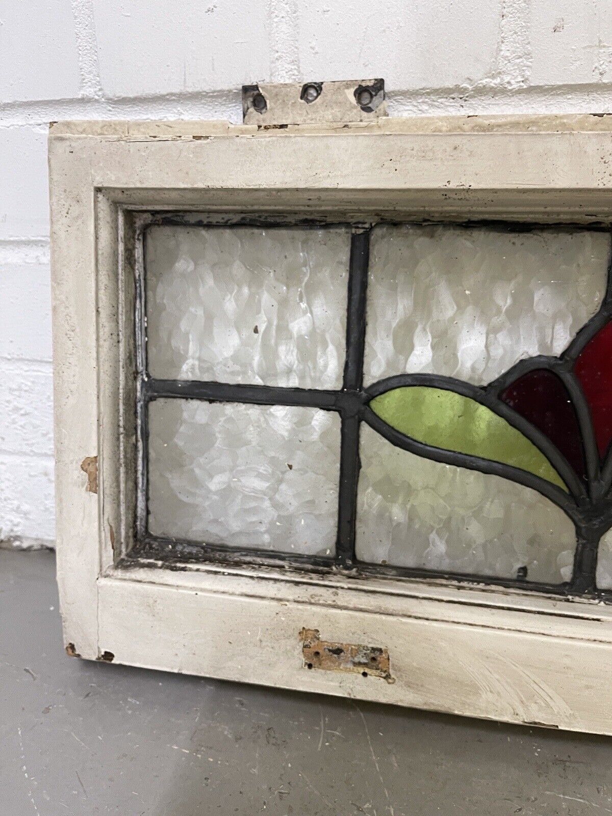 Pair Of Reclaimed Leaded Light Stained Glass Art Nouveau Window Panels