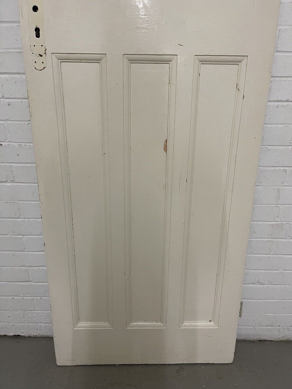 Reclaimed 1930s Edwardian Pine Internal 4 Panel Door Reeded Glass  1975 x 760mm