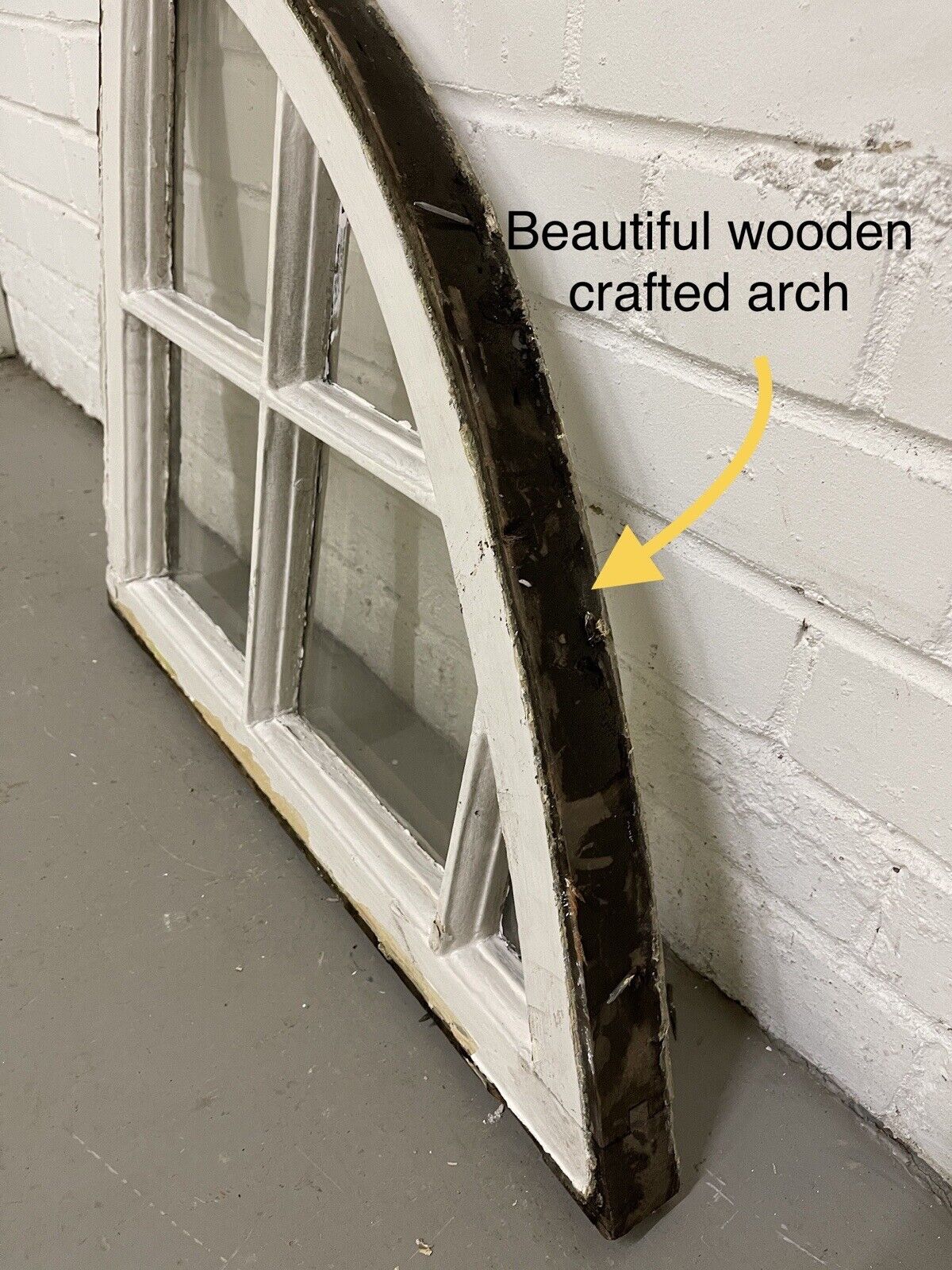 Reclaimed Old Georgian Arch Panel Wooden Sash Window 507 x 605mm