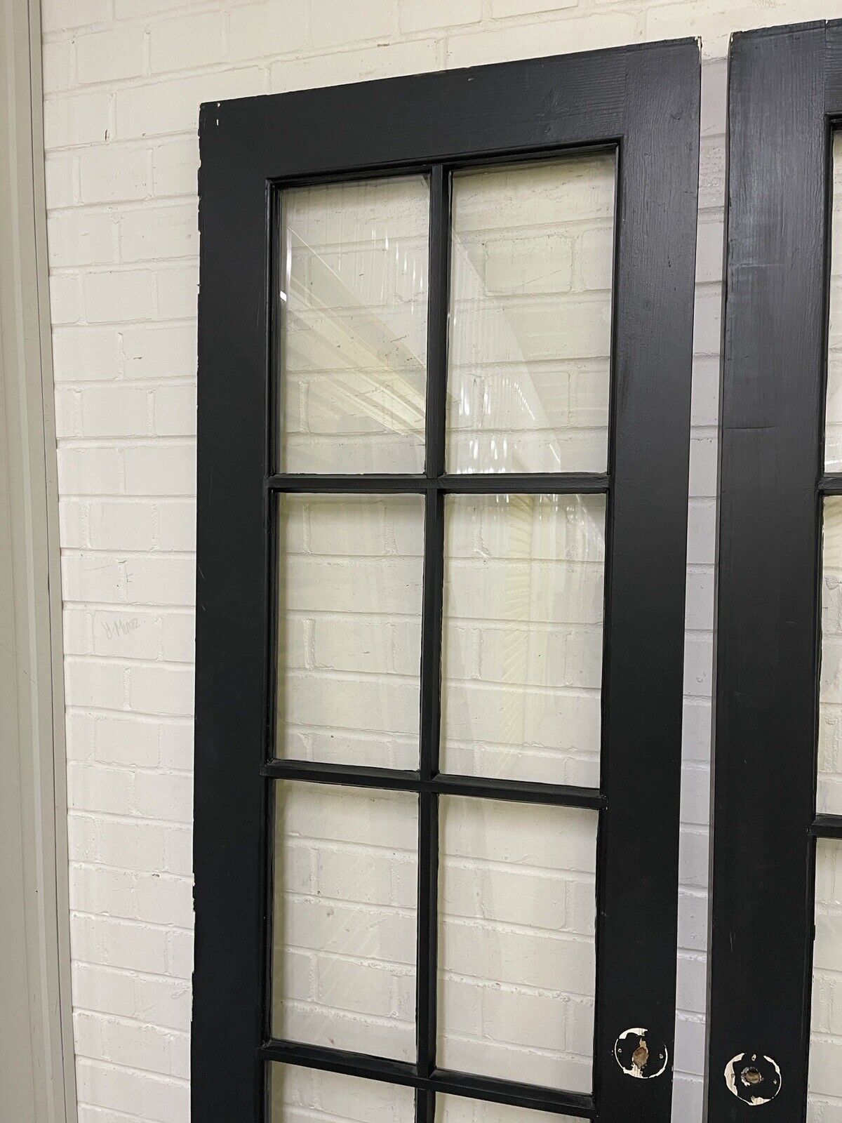 Reclaimed French Single Panel Glass Wooden Double Doors 2093 x 593 2095 x 608mm