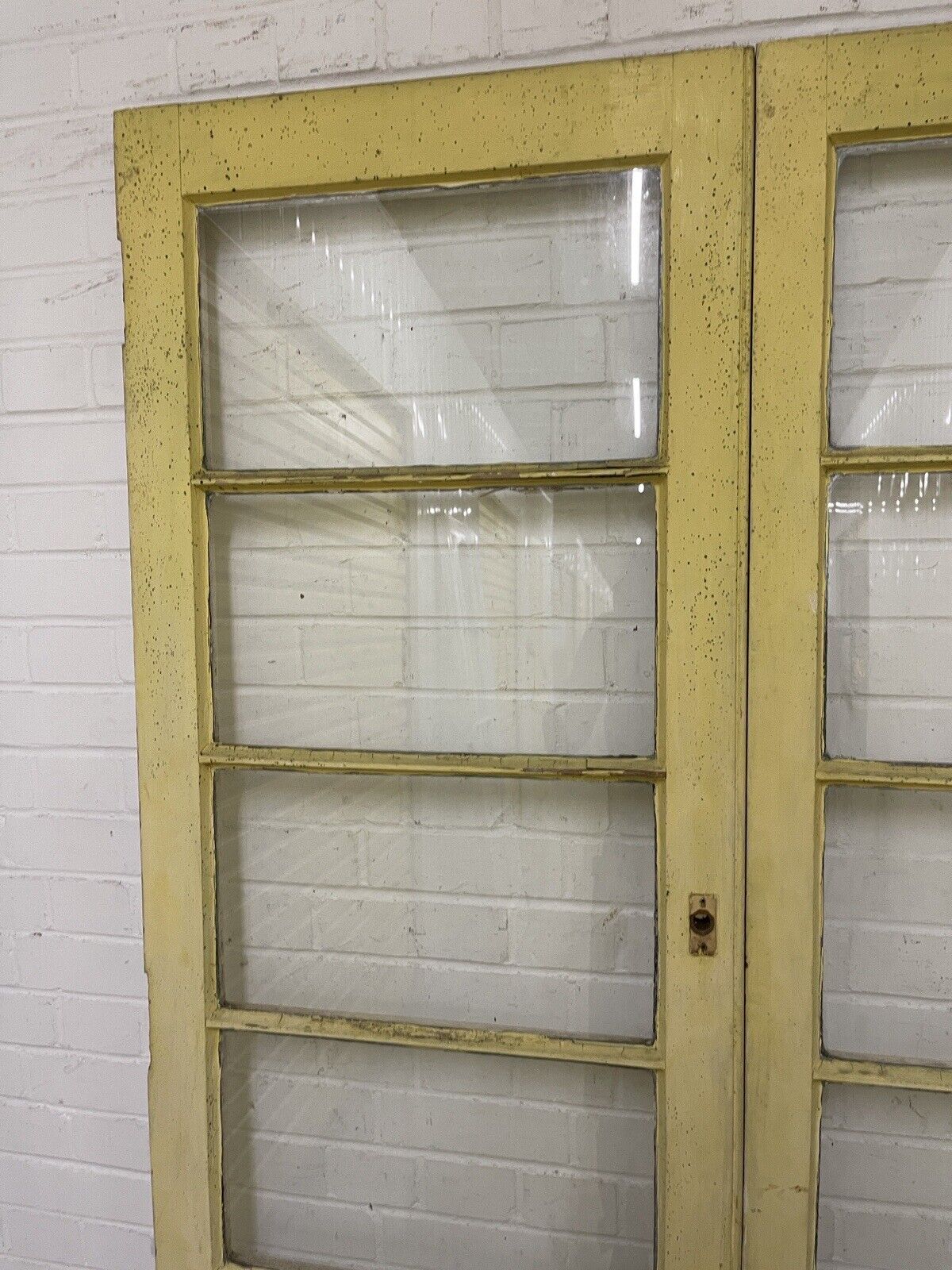 Reclaimed Old French Single Panel Glass Wooden Double Doors 1210 x 1970mm