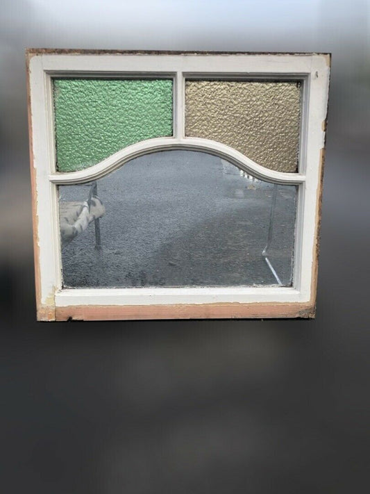 Reclaimed Art Deco Stained Glass Wooden Panel Window