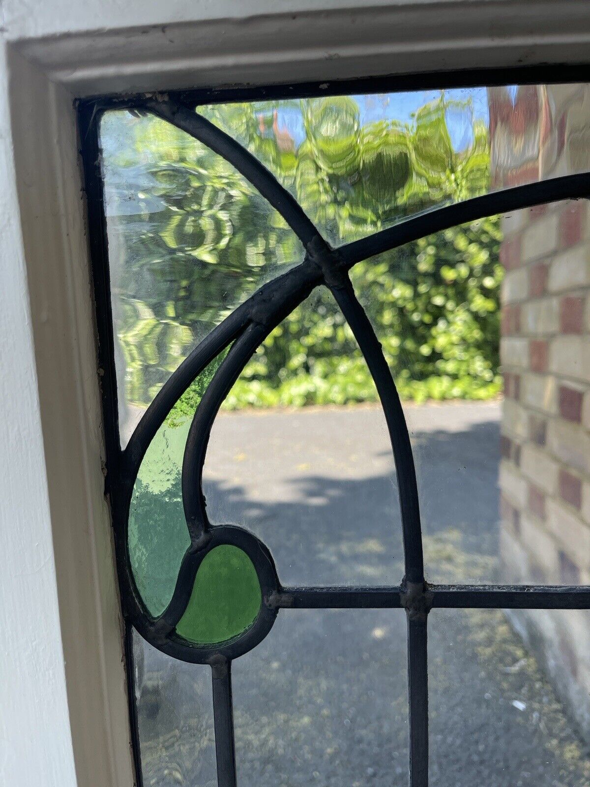 Reclaimed Leaded Light Stained Glass Art Nouveau Window Panel 835 x 530mm
