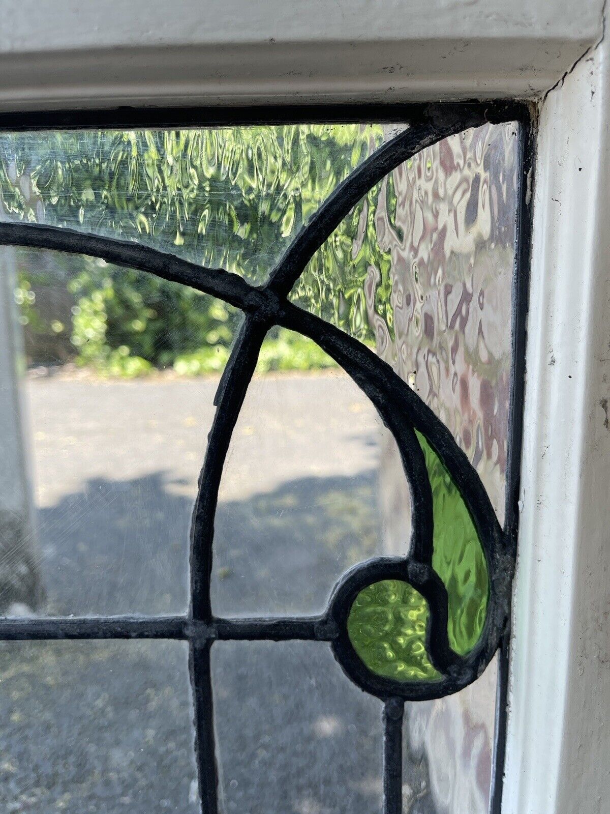 Reclaimed Leaded Light Stained Glass Art Nouveau Window Panel 835 x 530mm