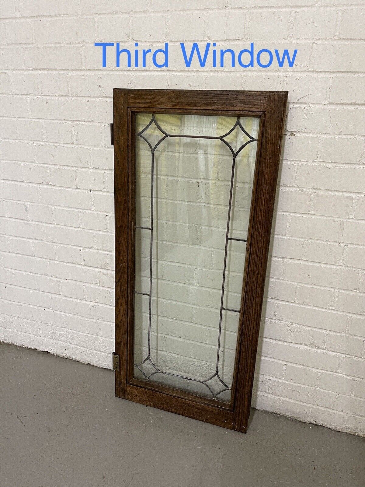 Job Lot Of Four Double Glazed Leaded Trim Oak Wooden Windows 1110 x 515mm