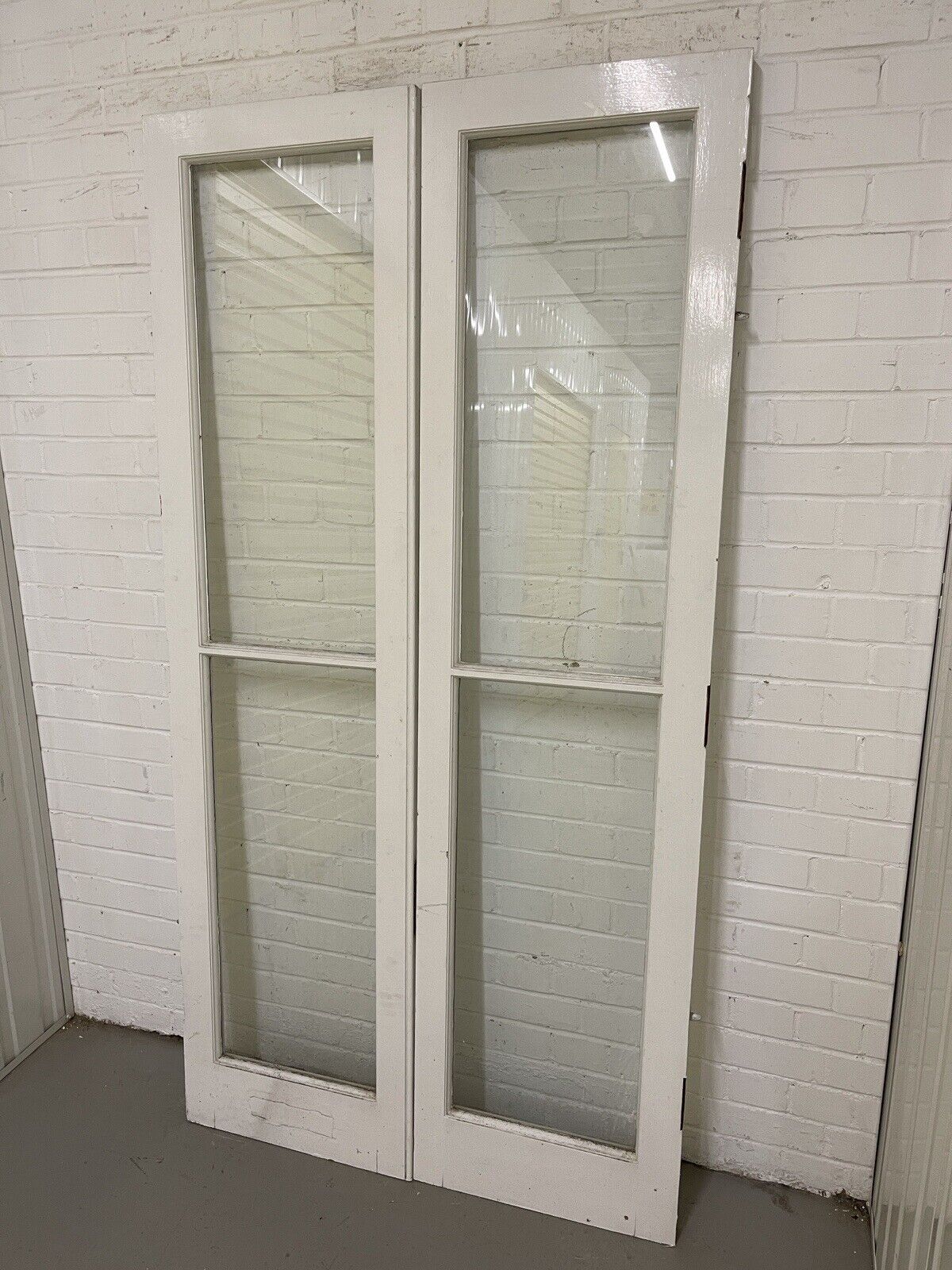 Reclaimed French Toughened Single Panel Glass Wooden Double Door 1925 x 1004mm