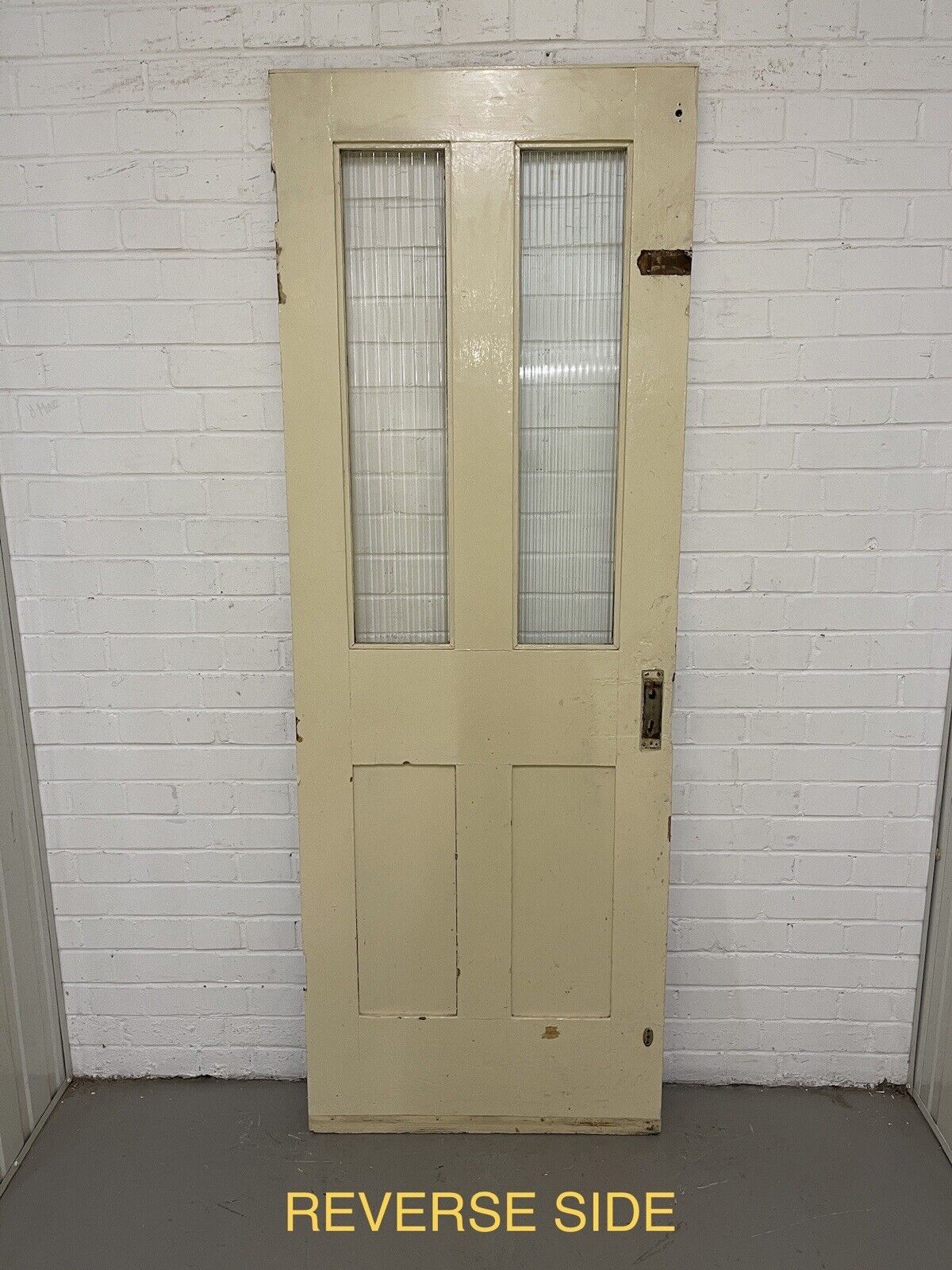 Reclaimed Reeded Glass Victorian Pine Internal 4 panel Door 1960 x 705mm