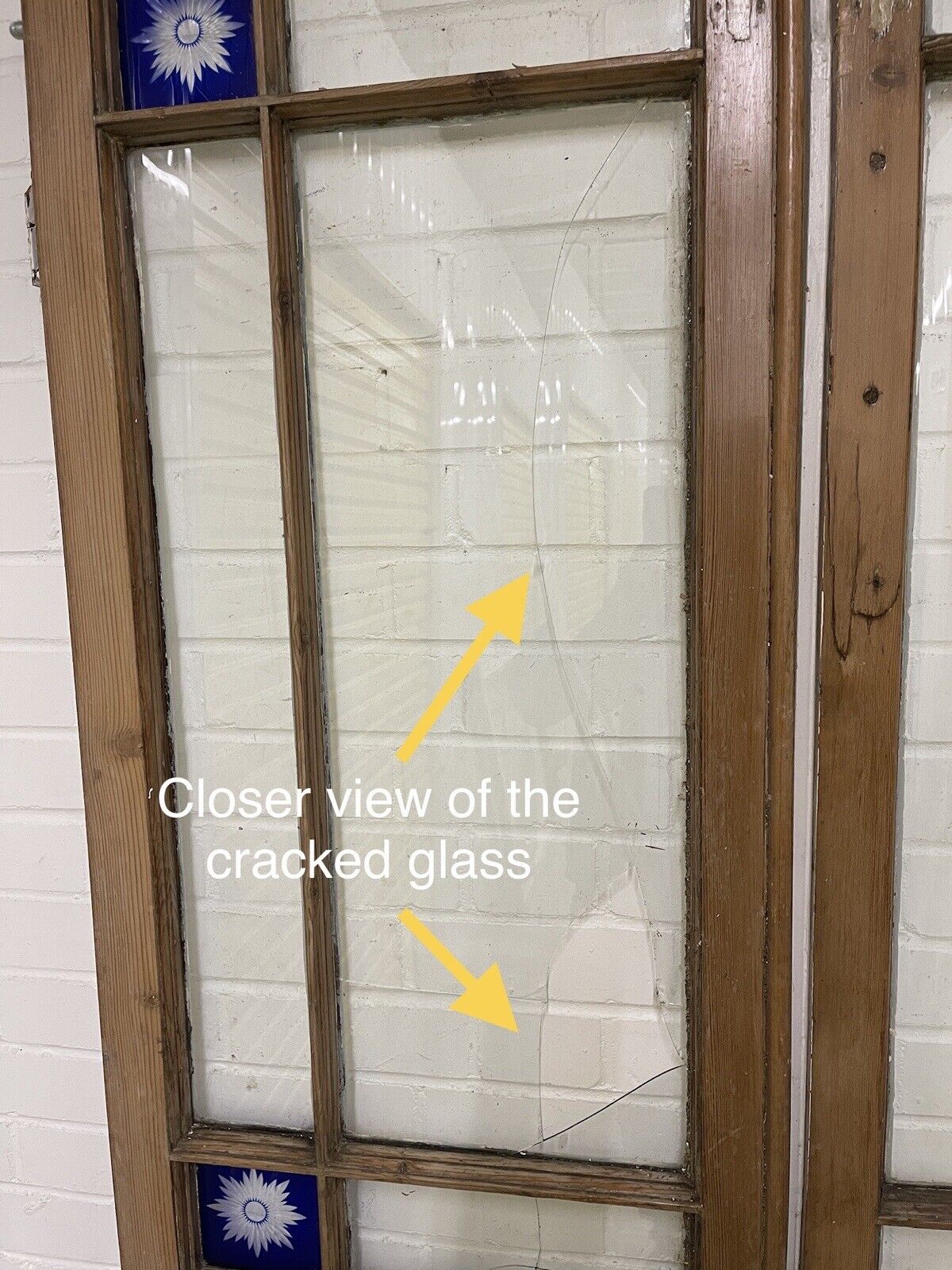 Reclaimed Old French Single Panel Glass Wooden Double Doors 2045mm x 1110mm