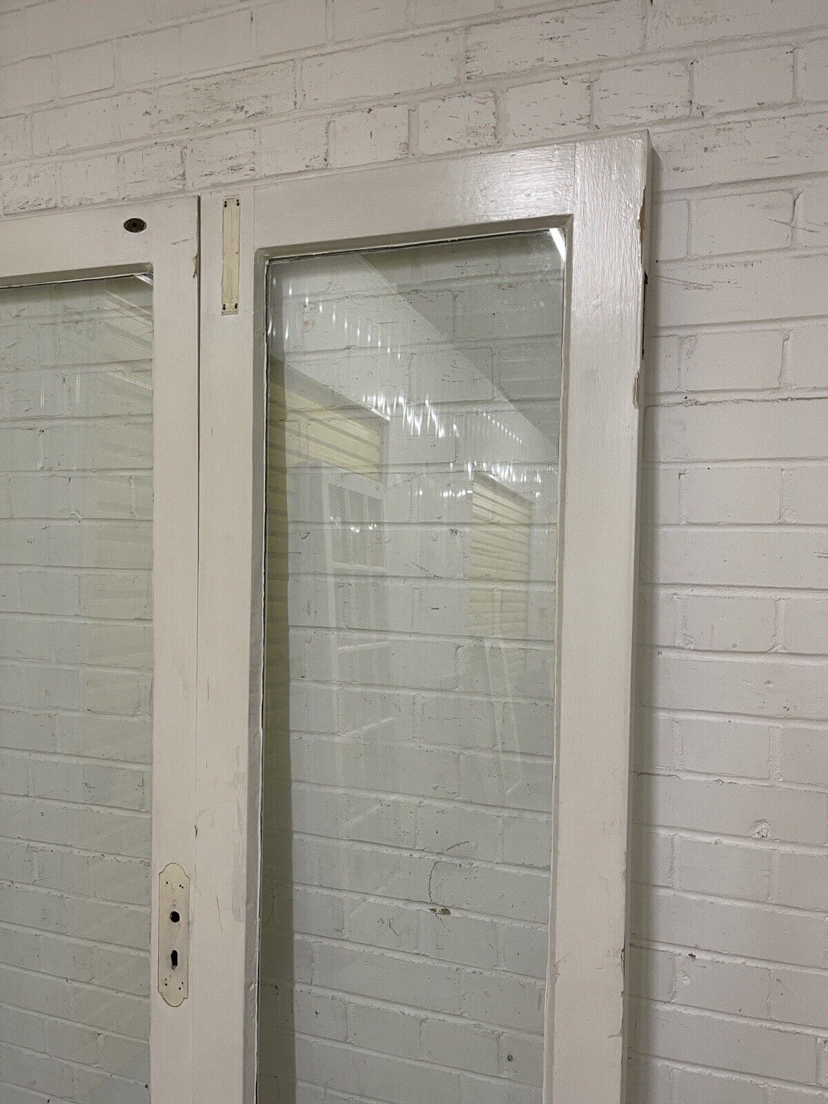 Reclaimed Georgian French Single Panel Glass Wooden Double Doors 1980 x 1170mm